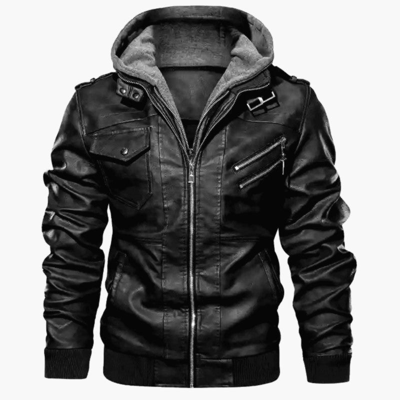 Spring, Autumn And Winter New Leather Jacket Men's Hooded Leather Jacket Youth Men's Jacket 3080