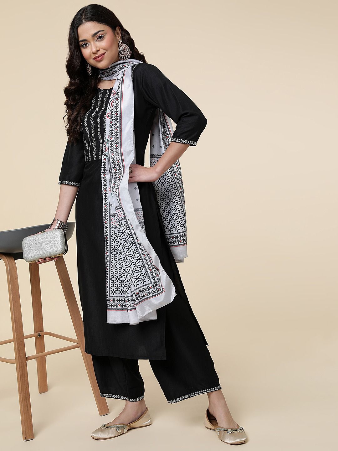 Women Stylish Daily Wear Kurti Pant With Dupatta Set Dropshipera