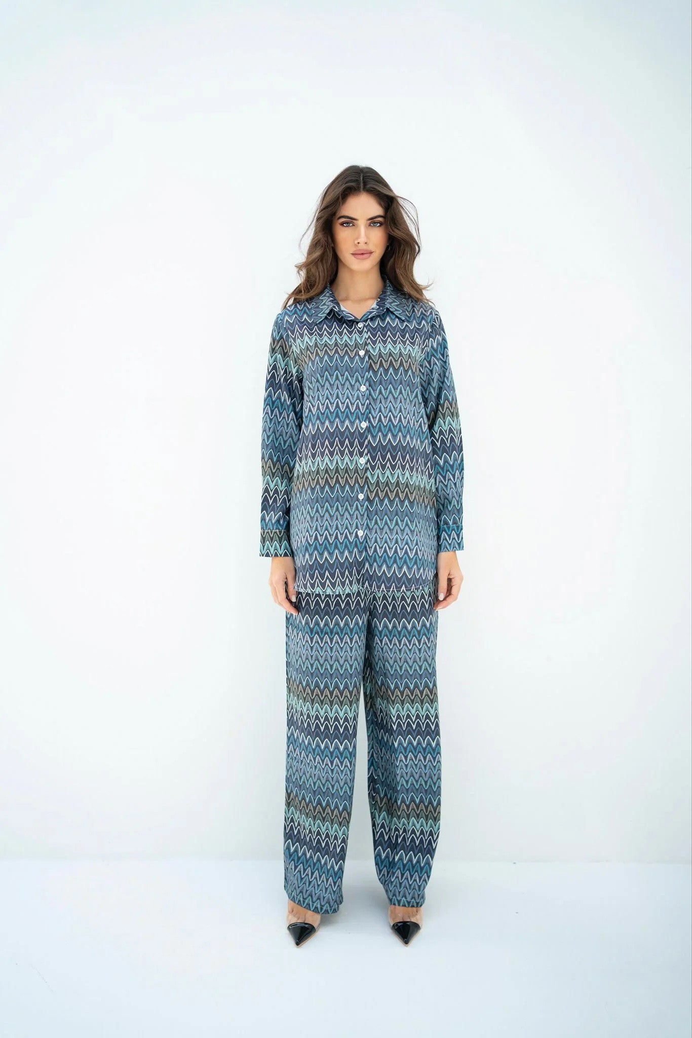 Navy Blue Korean Style Women's Co Ord Set Dropshipera