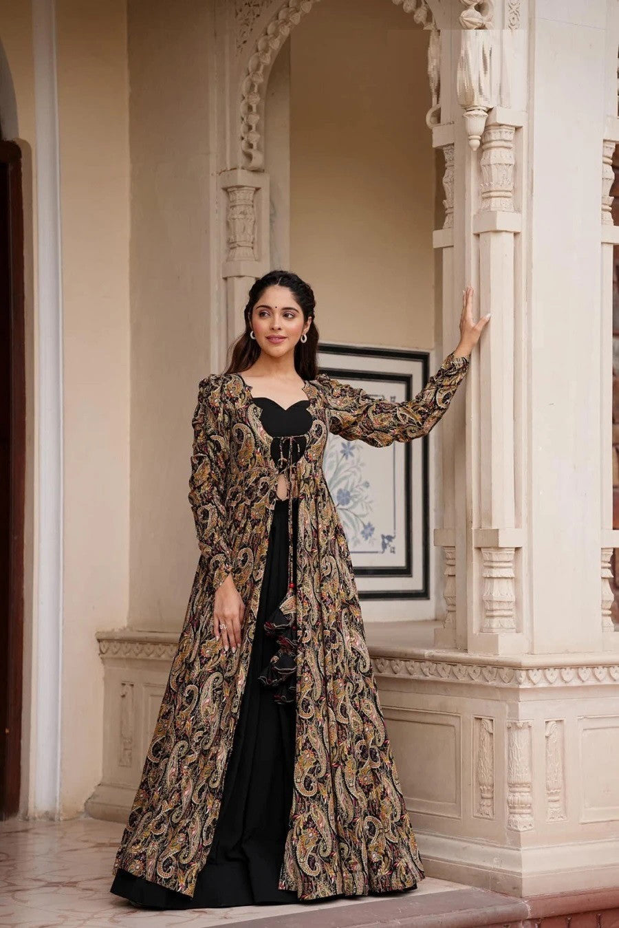 Black And Brown Stylish Women's Indo Western Dropshipera