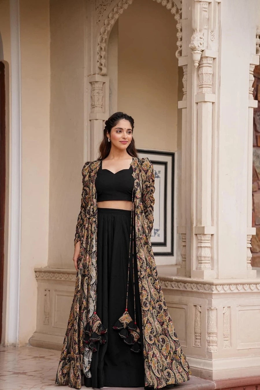 Black And Brown Stylish Women's Indo Western Dropshipera