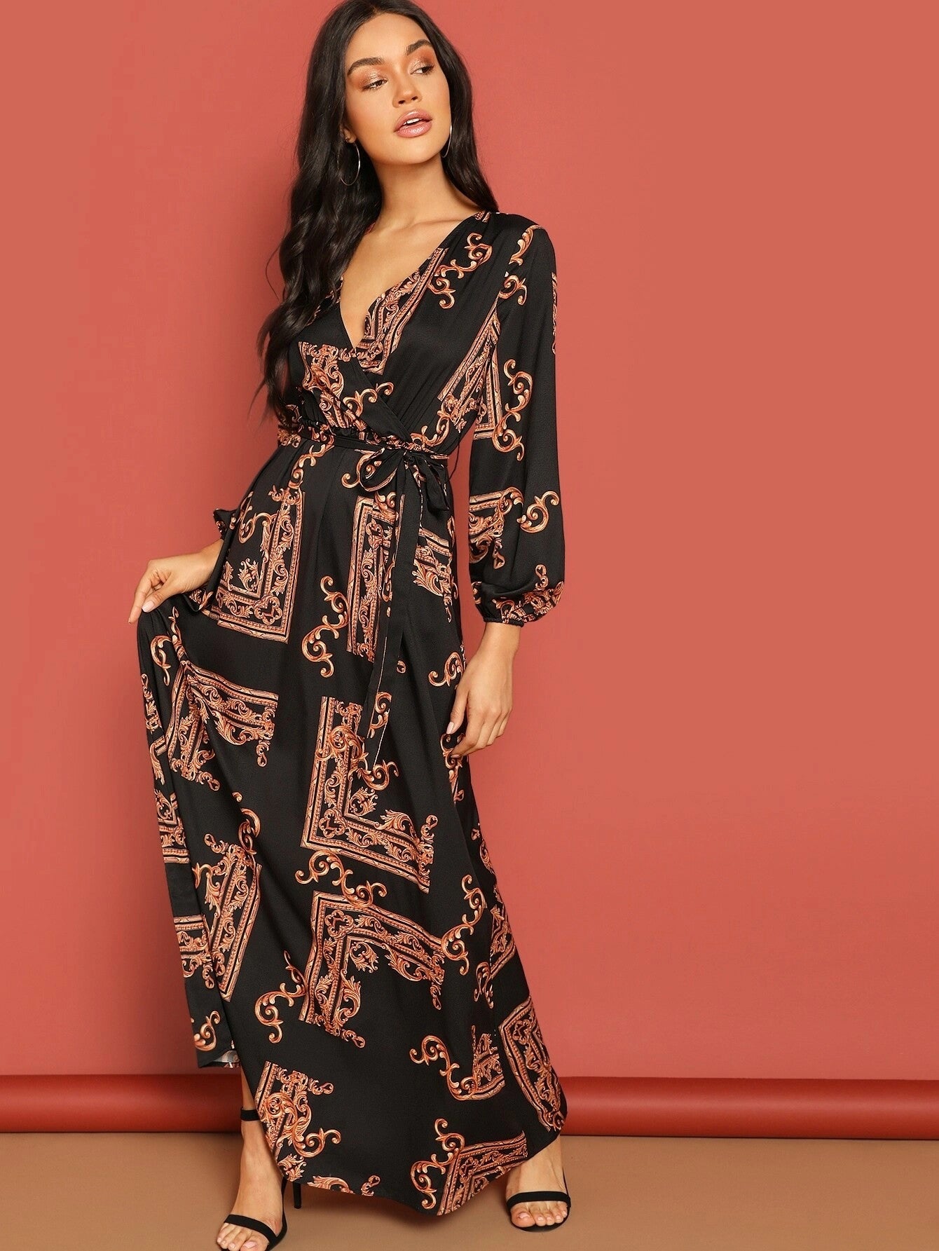 Black And Brown Stylish Party Wear Bsy Linen Maxi Dropshipera