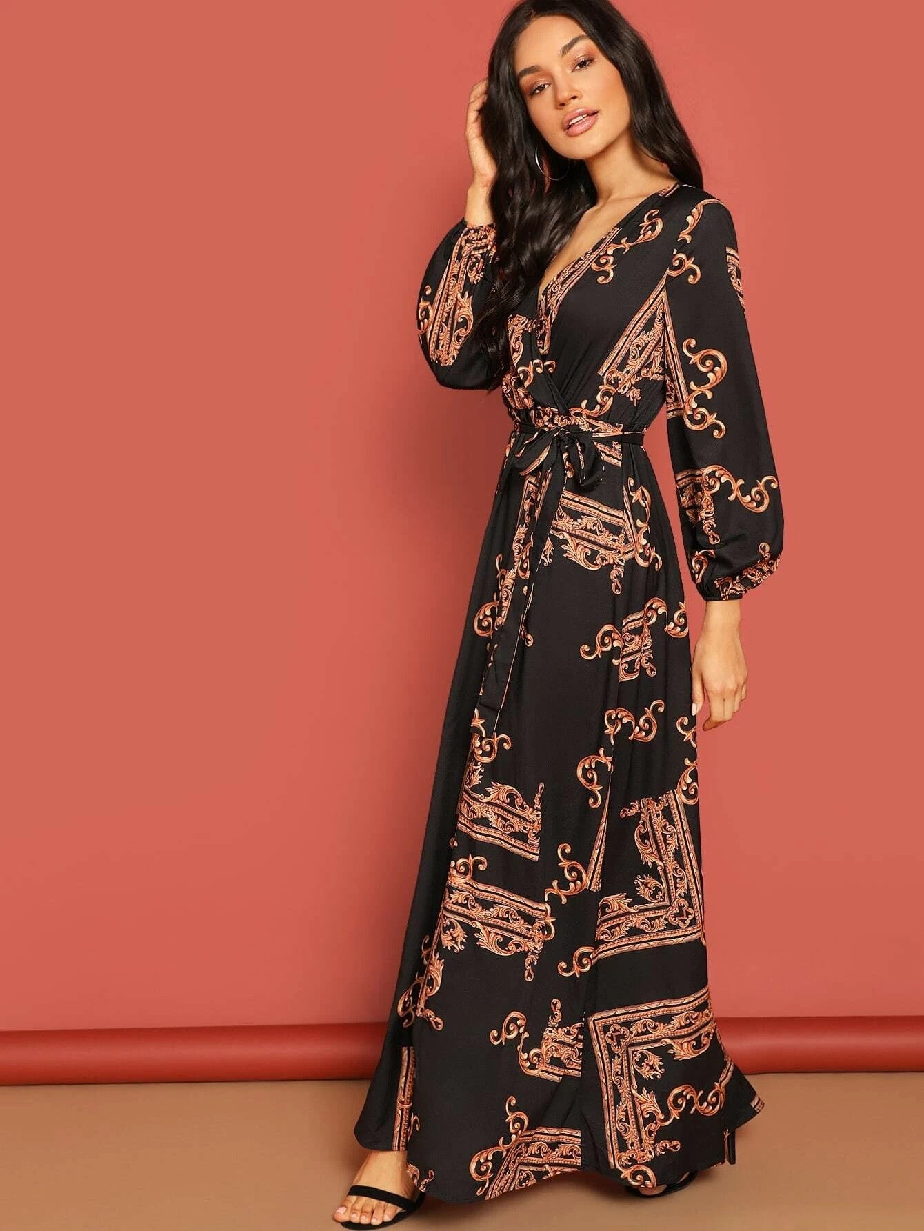 Black And Brown Stylish Party Wear Bsy Linen Maxi Dropshipera