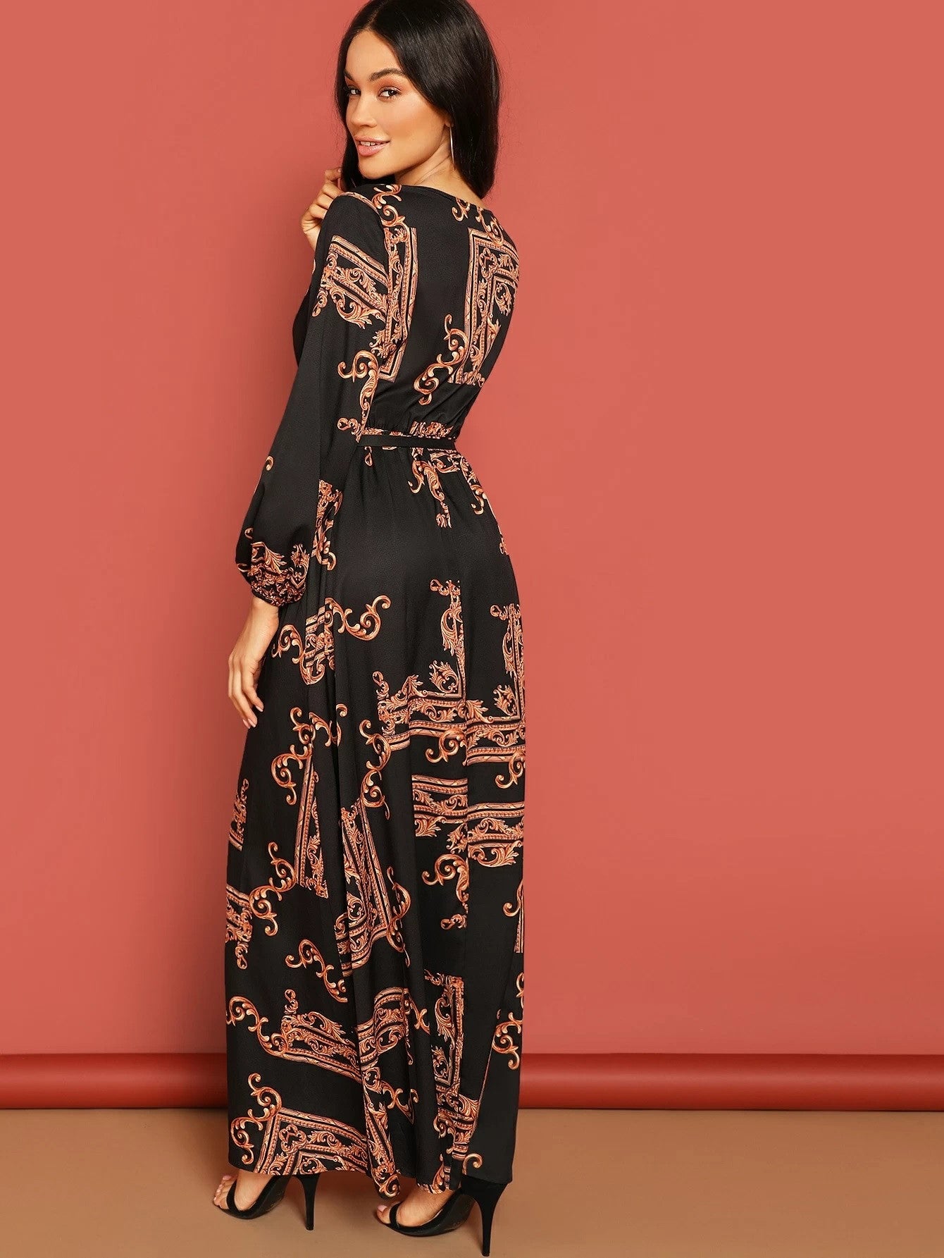 Black And Brown Stylish Party Wear Bsy Linen Maxi Dropshipera