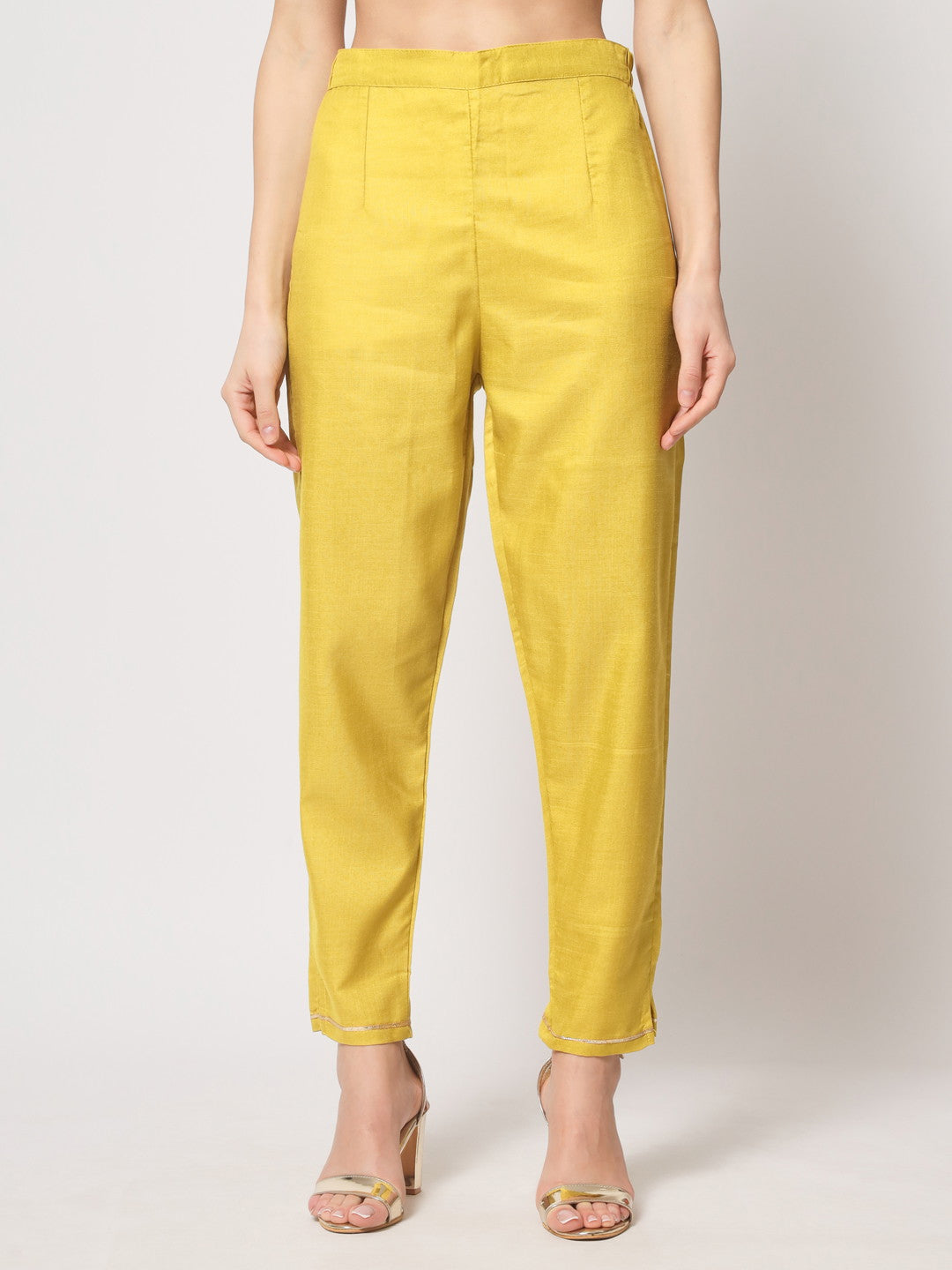 Lemon Colour Cotton Embrodared Casual Wear Kurta Pant Dupatta Set For Women's Dropshipera