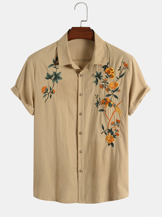 Men's Casual Wear Cream Colour Printed Cotton Shirt Dropshipera