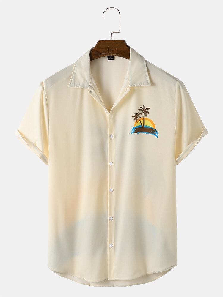 Men's Casual Wear Off White Colour Printed Cotton Shirt Dropshipera