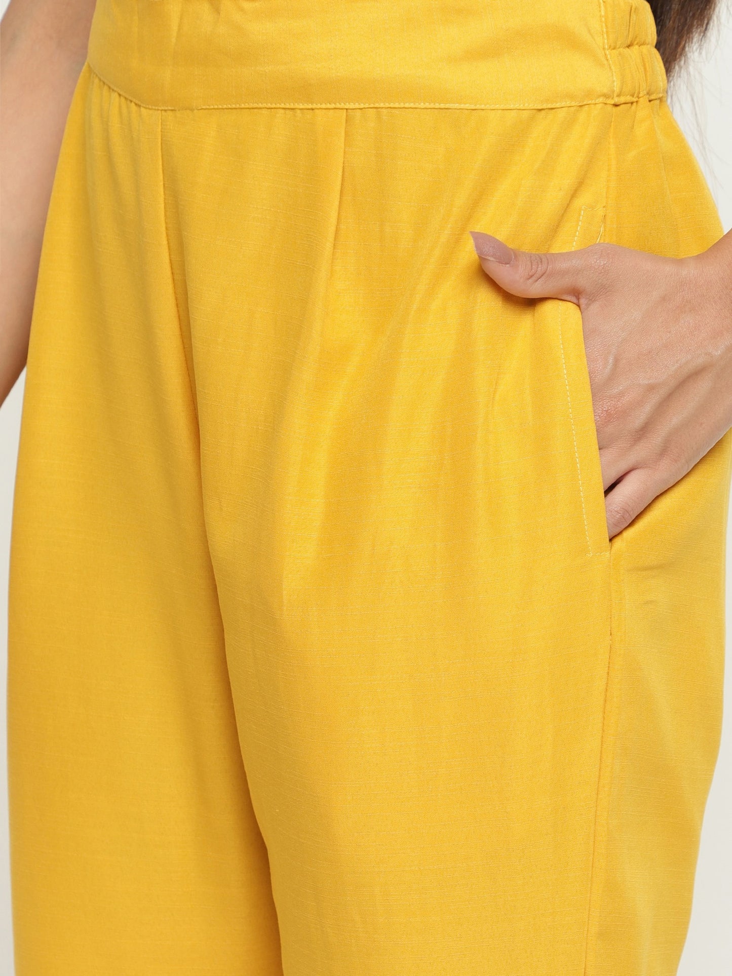Yellow Colour Blend Silk Embroidery Work Party Wear Kurta Pant Dupatta Set For Women's Dropshipera