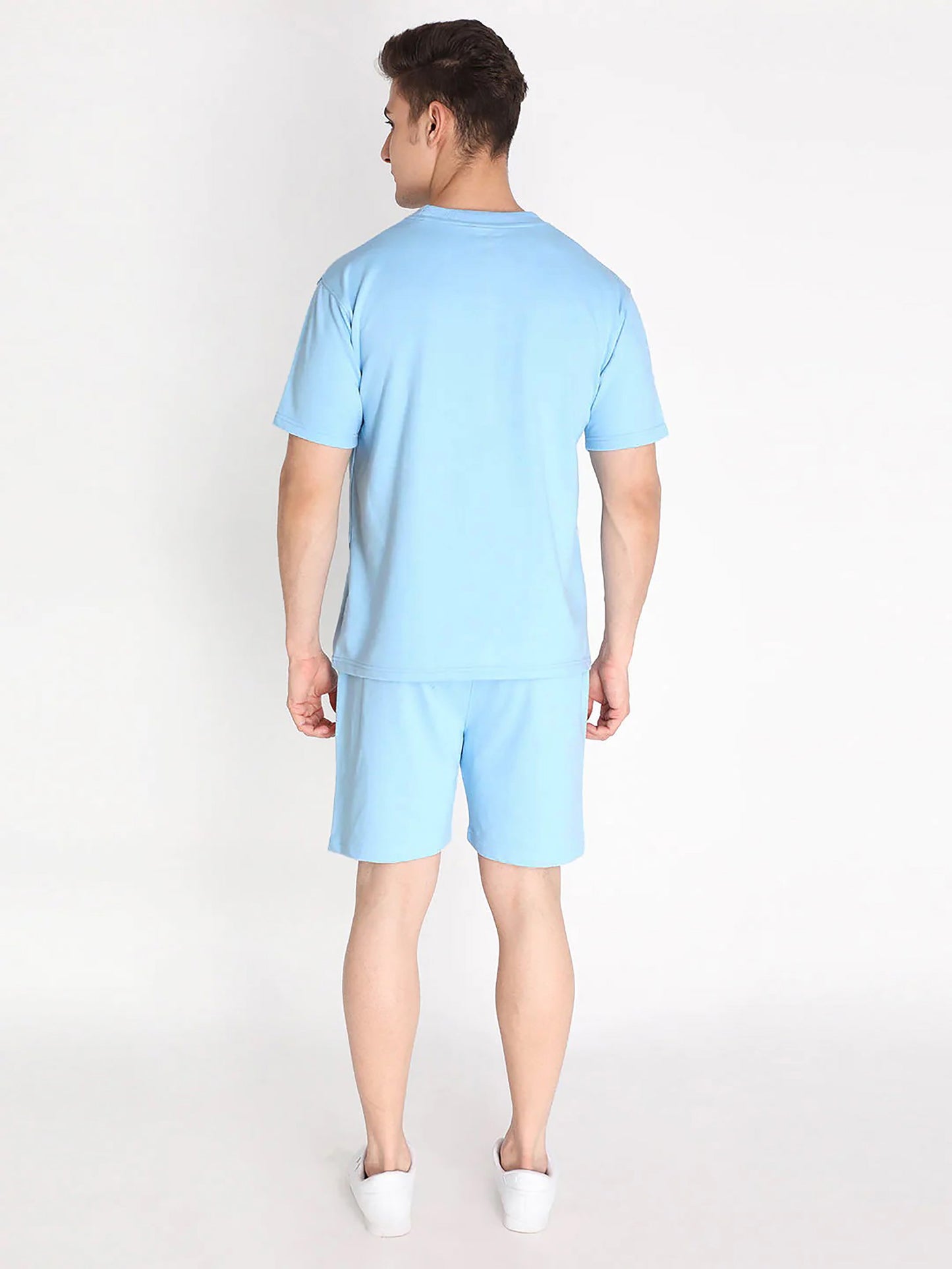 Sky Plain T Shirt Half Sleeve And Shorts With Pocket Dropshipera
