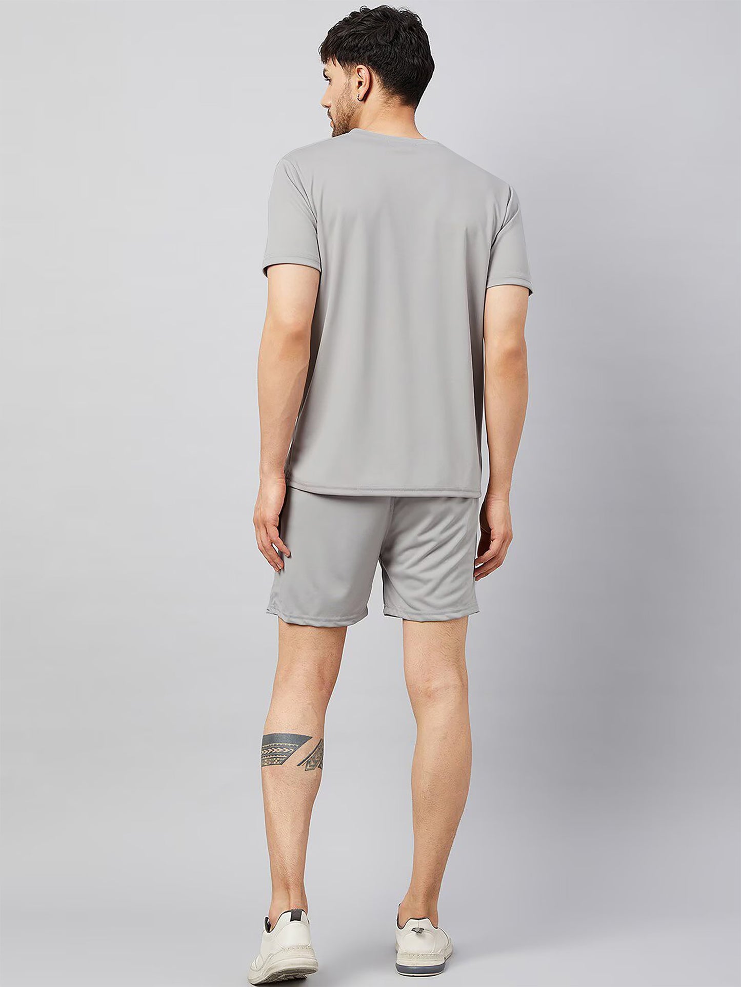 Grey Plain T Shirt Half Sleeve And Shorts With Pocket Dropshipera