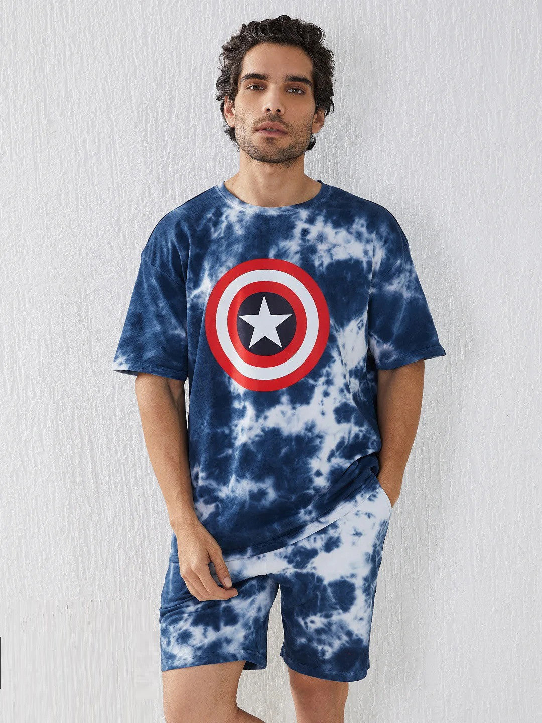 Blue Tie And Dye Stylish Oversize Men's Co Ord Set Dropshipera