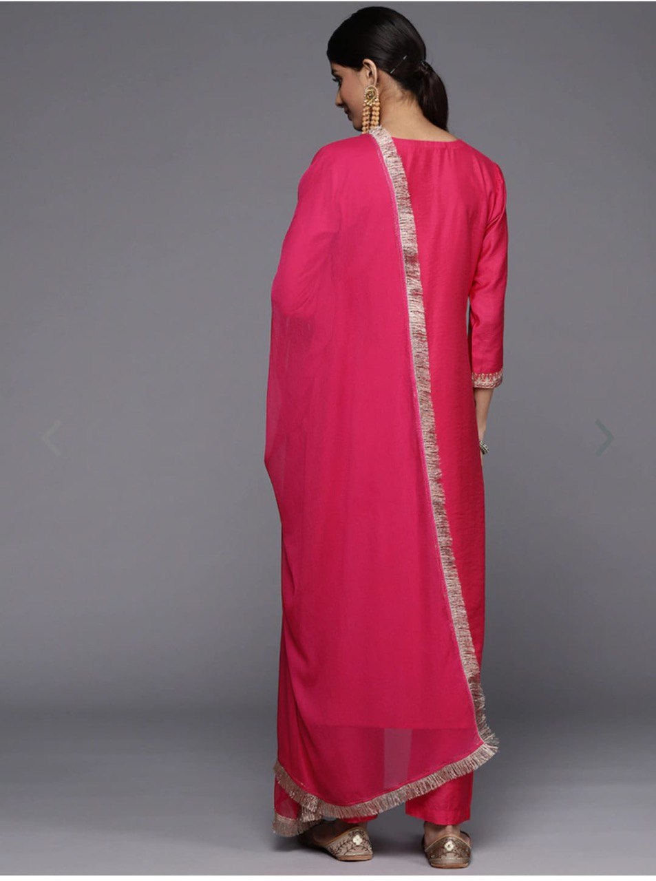 Red Party Wear Embroidery Worked Kurta With Pant And Duppata Set Dropshipera