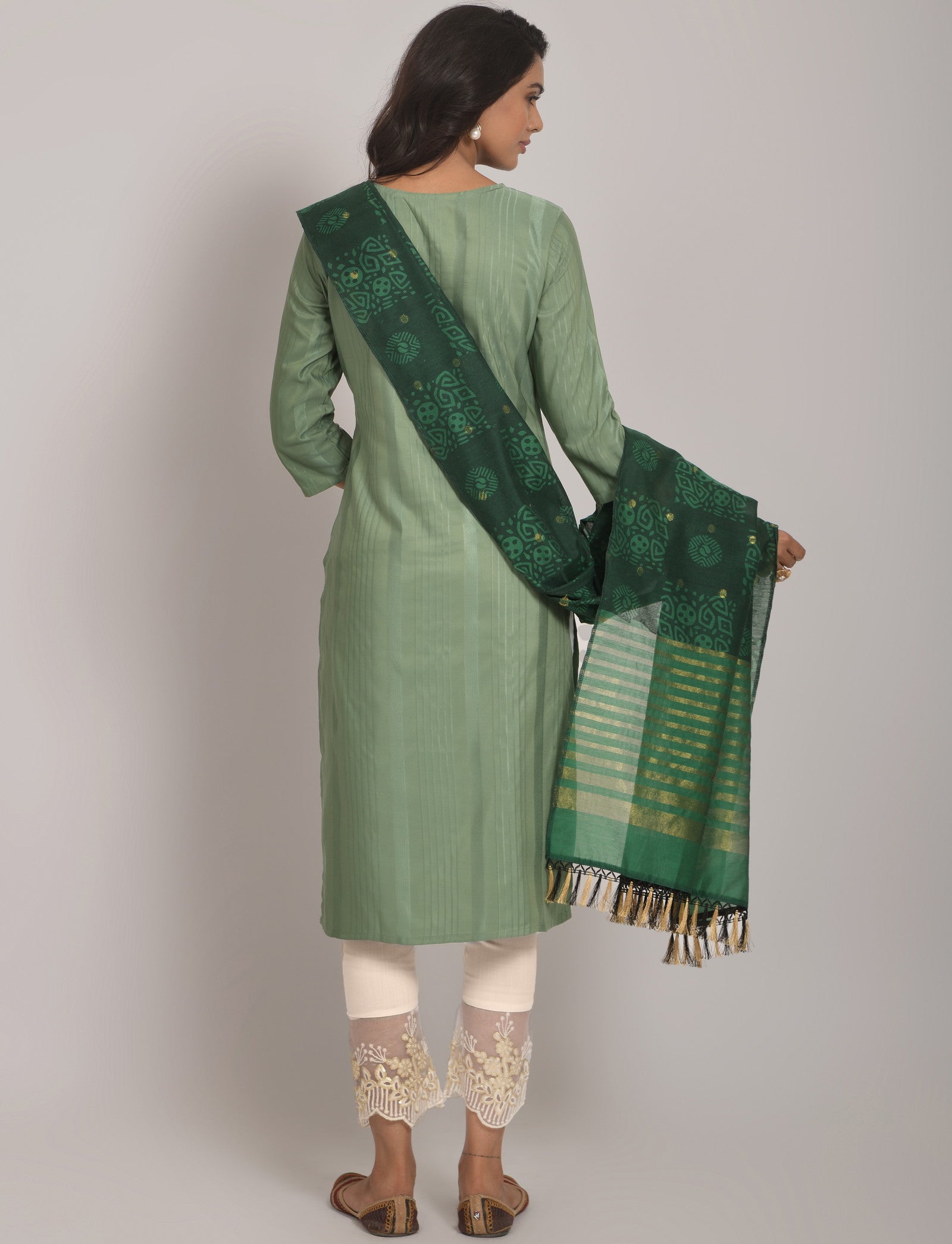 Pista Party Wear Embroidery Worked Kurta With Pant And Duppata Set Dropshipera