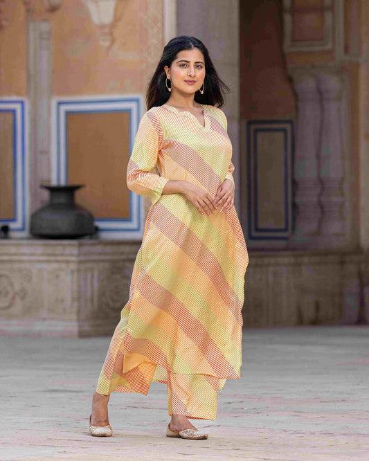 Mustard Colour Pure Muslin Readymade Kurti With Bottom Set For Women's Dropshipera
