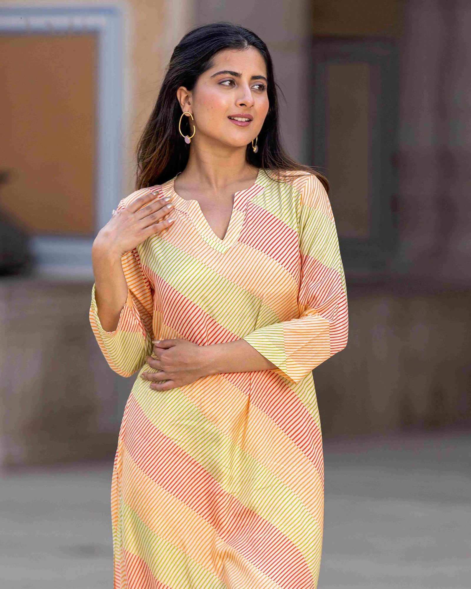 Mustard Colour Pure Muslin Readymade Kurti With Bottom Set For Women's Dropshipera
