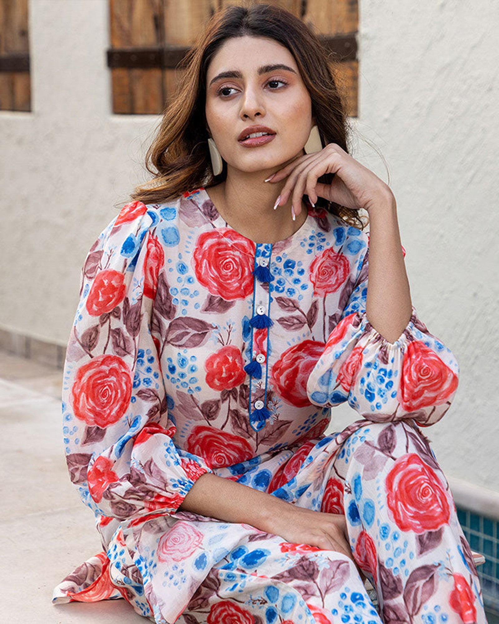 Multicolour Pure Muslin Readymade Kurti With Bottom Set For Women's Dropshipera