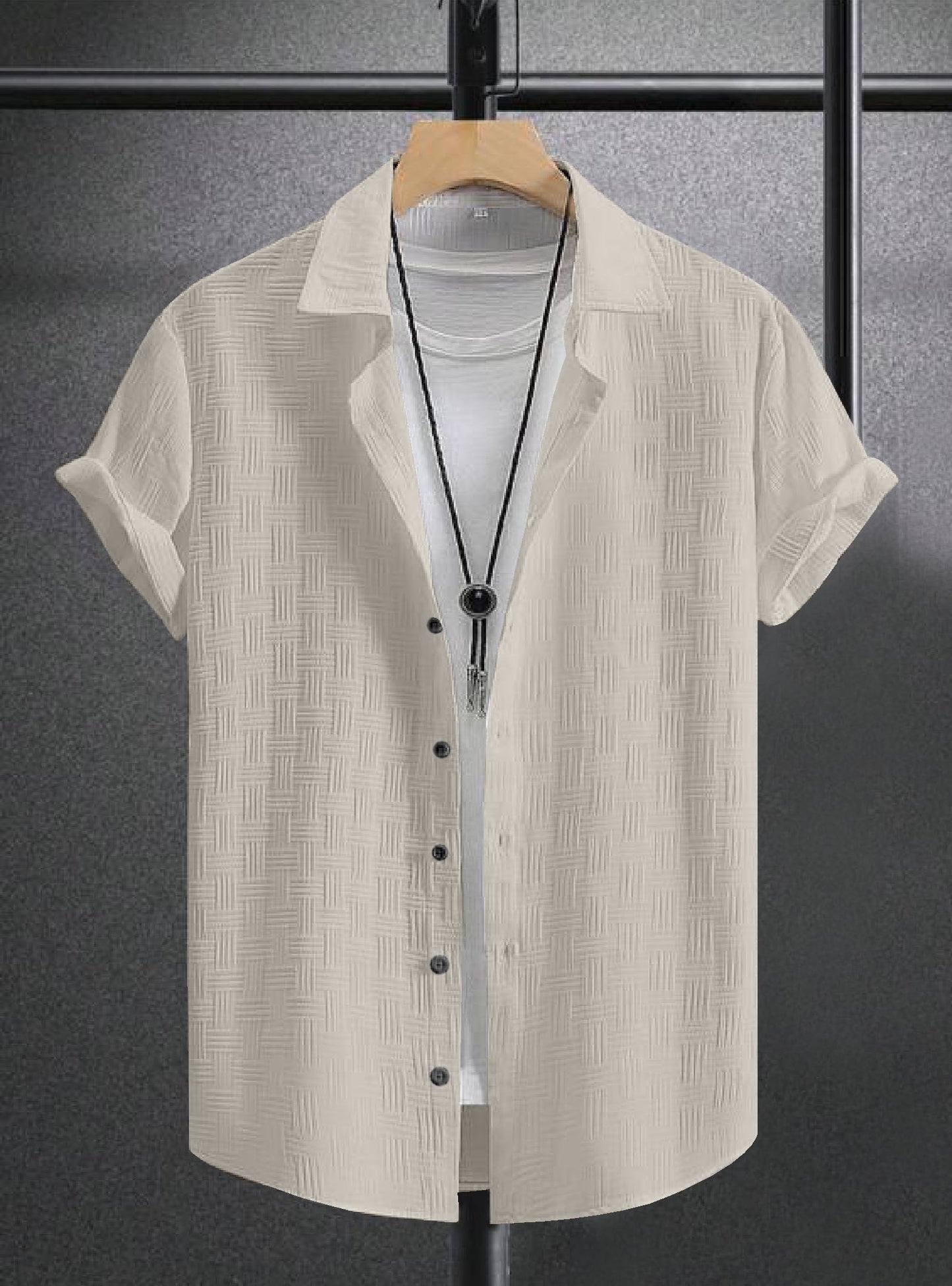 Grey Colour Men's Casual Wear Short Sleeve Shirt Dropshipera