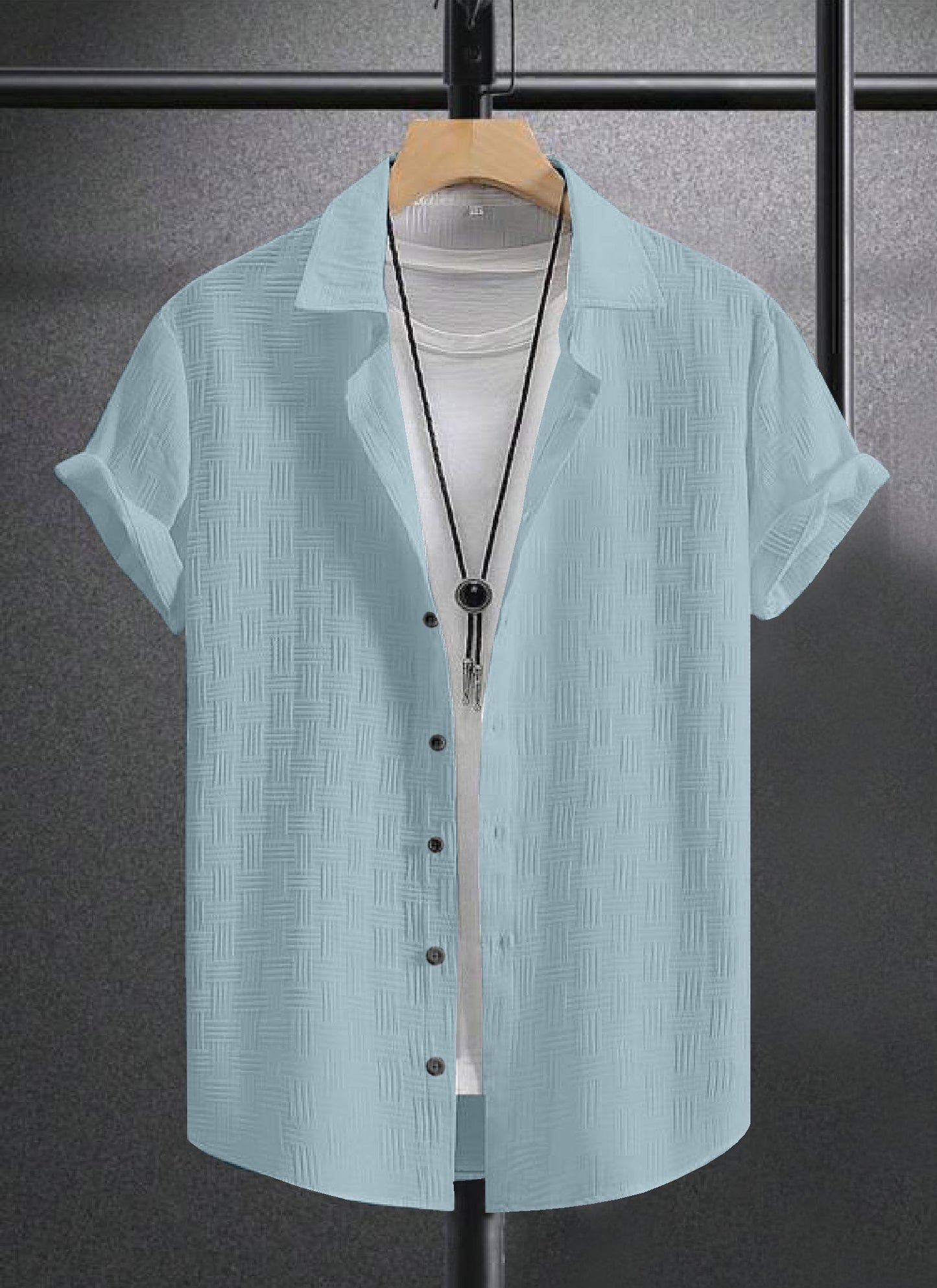 Sky Colour Men's Casual Wear Short Sleeve Shirt Dropshipera