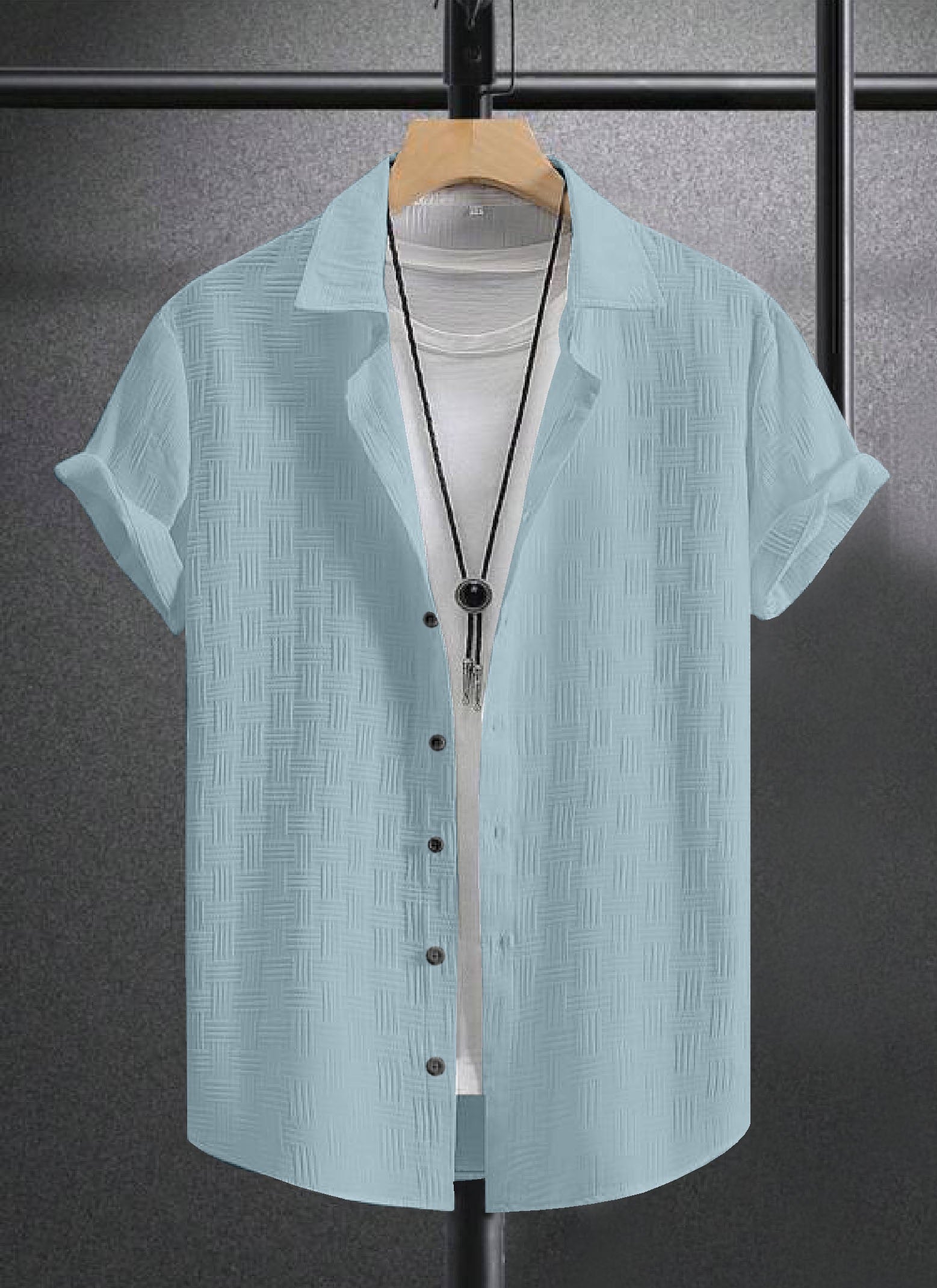 Sky Colour Men's Casual Wear Short Sleeve Shirt Dropshipera