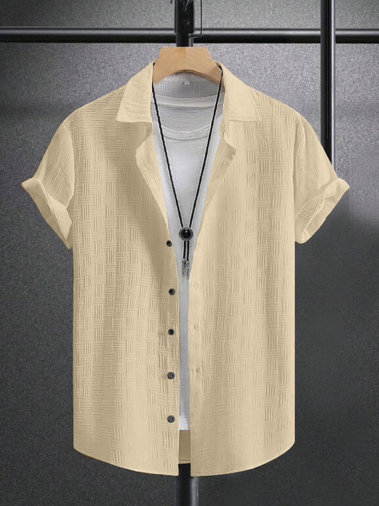 Yellow Colour Men's Casual Wear Short Sleeve Shirt Dropshipera