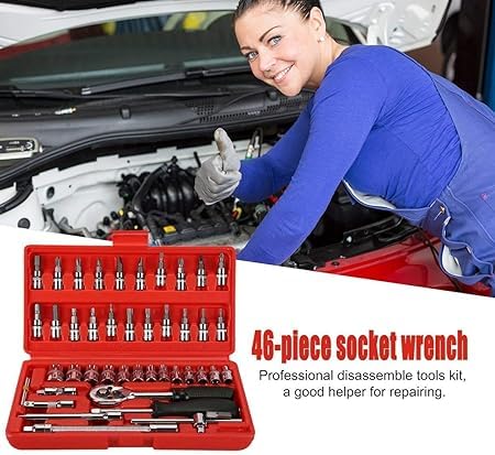 Drive Mechanic Tools Kit Ratchet Screwdriver Sockets Kit Metric Multi Purpose Combination Tool Case Set 46 in 1Pcs Dropshipera