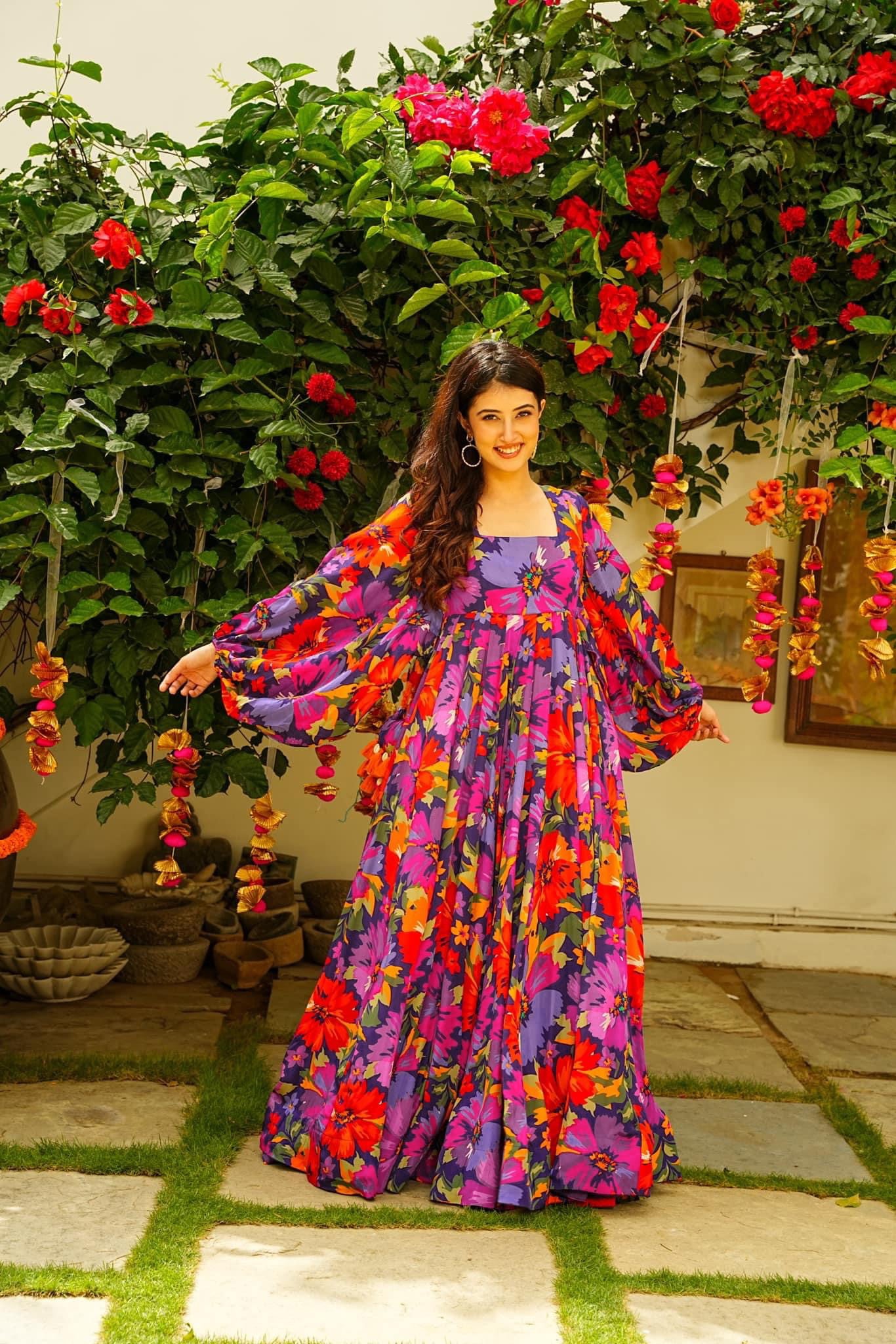 Multi Color Beautiful and Stylish Full Flair Gown for Women Dropshipera
