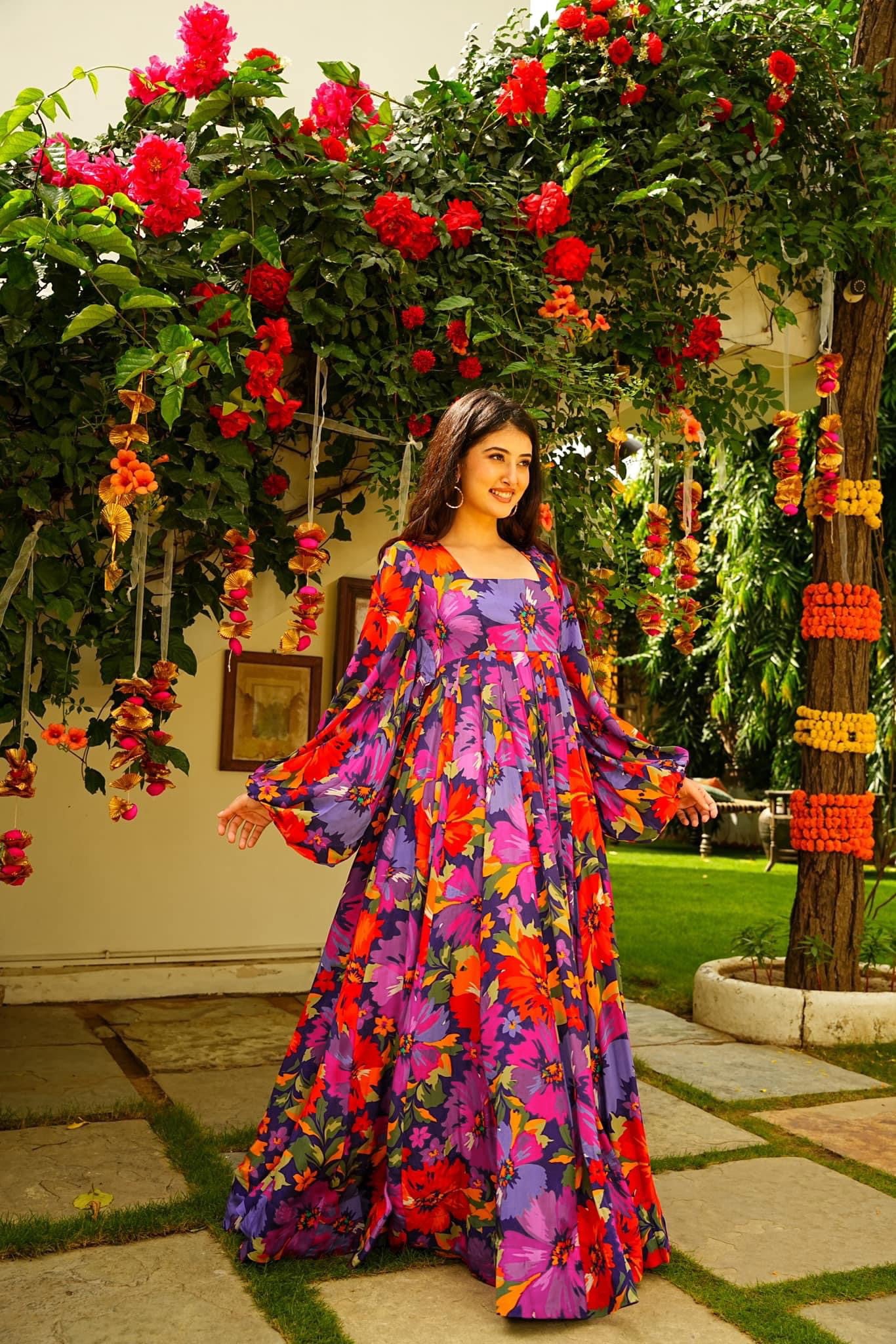 Multi Color Beautiful and Stylish Full Flair Gown for Women Dropshipera