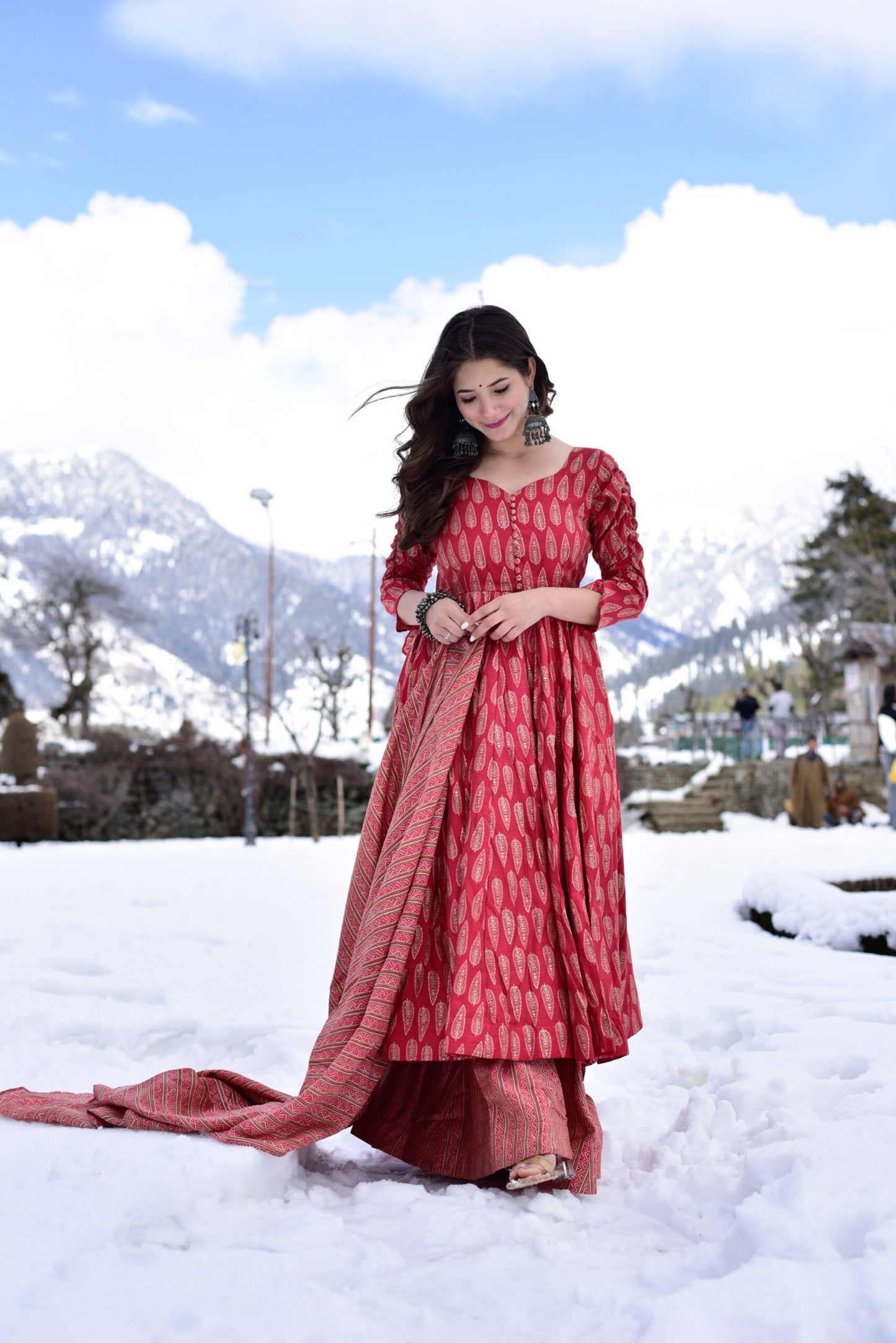 Glamorous Crimson Red Colour Fancy And Elegant partywear For Women Dropshipera
