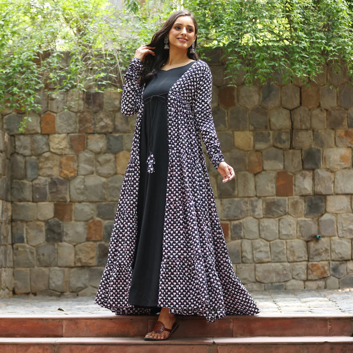 Coal Black Designer Full Flair Shrug set for women Dropshipera