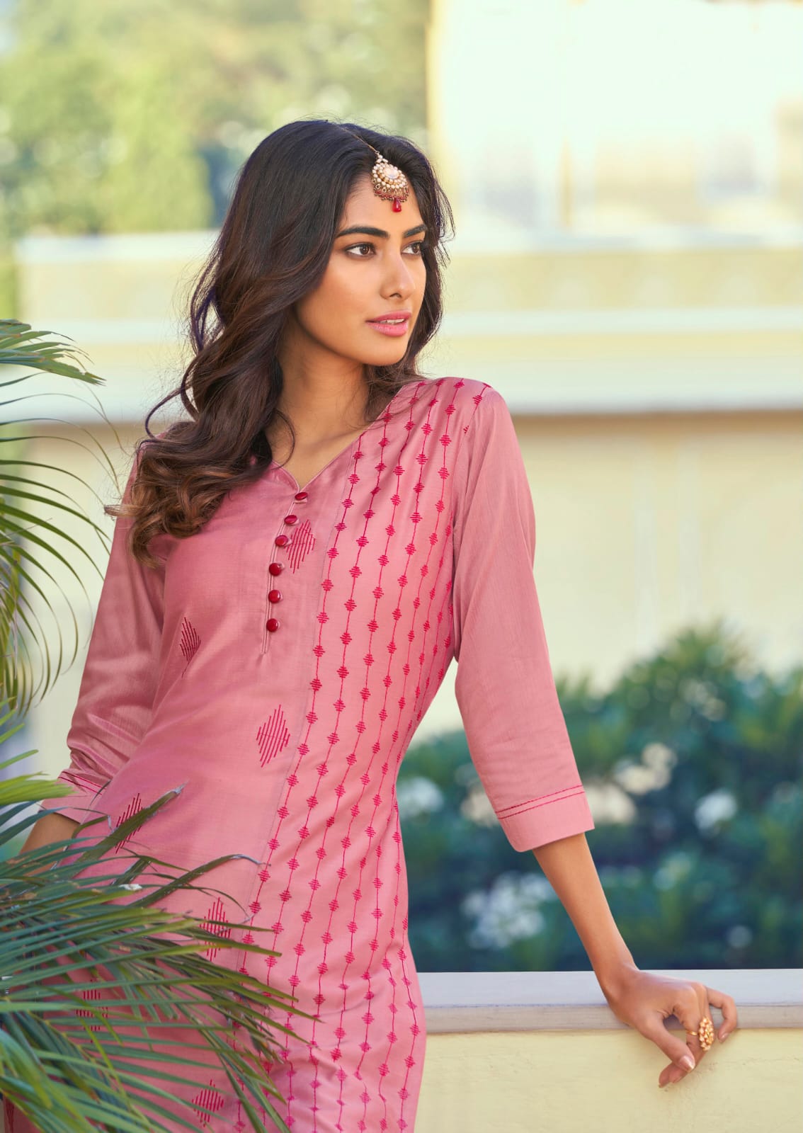 Pink Color Latest Roman Silk Kurti With Pant Dropshipera