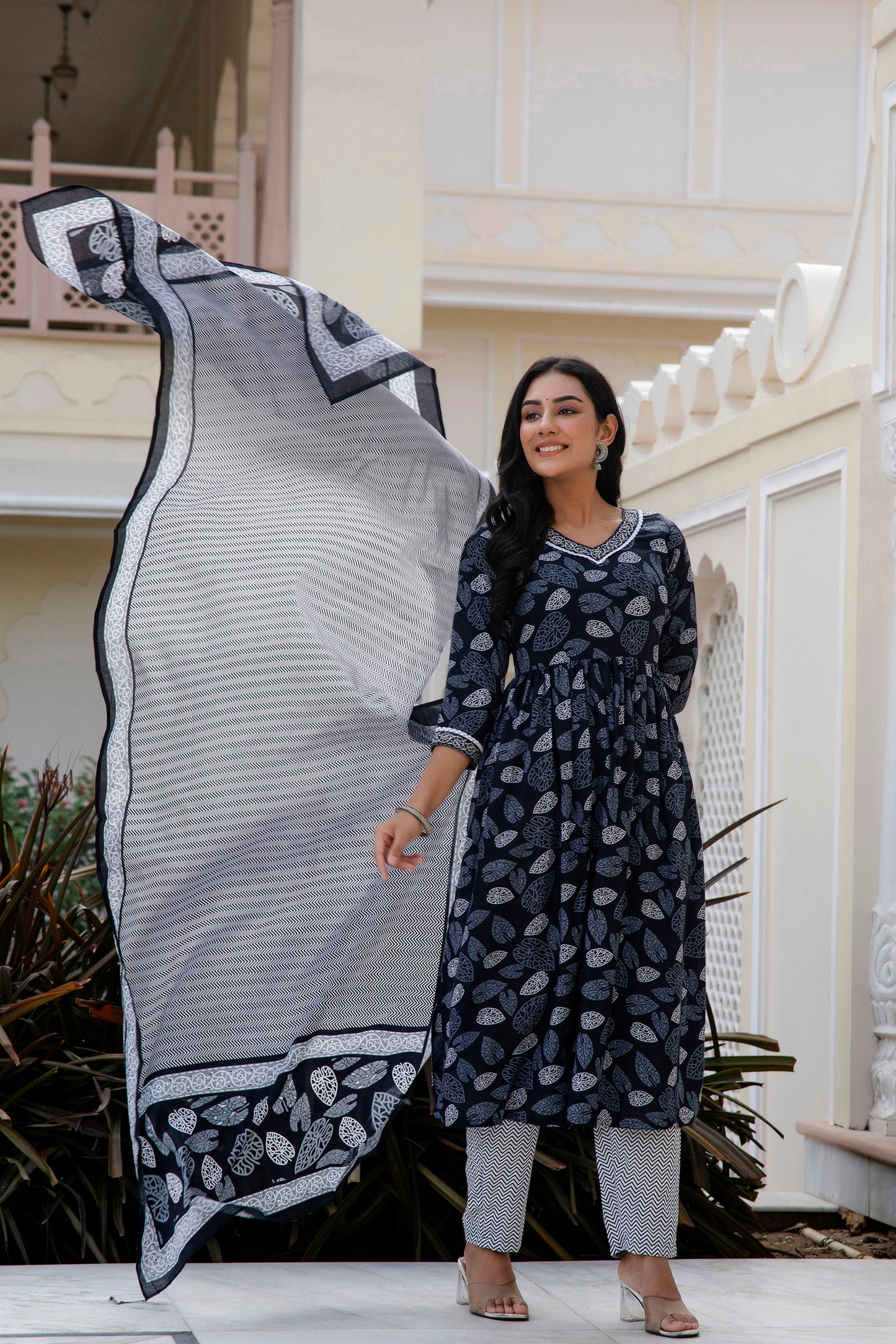 Floral Printed Rayon Kurta With Pants & Dupatta Dropshipera