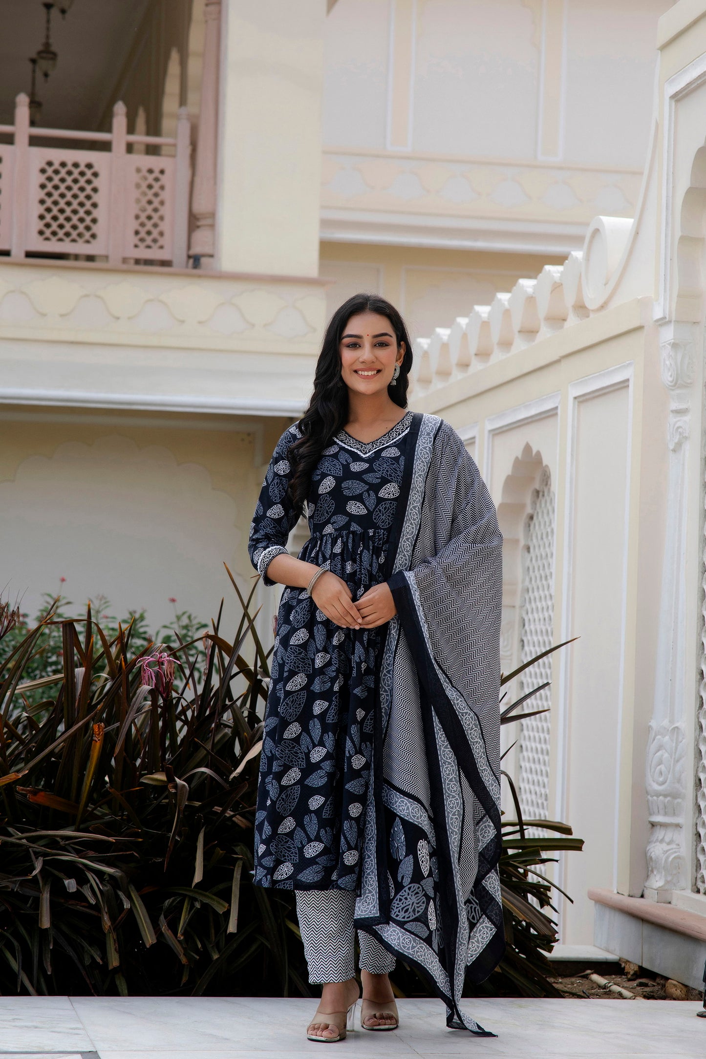 Floral Printed Rayon Kurta With Pants & Dupatta Dropshipera