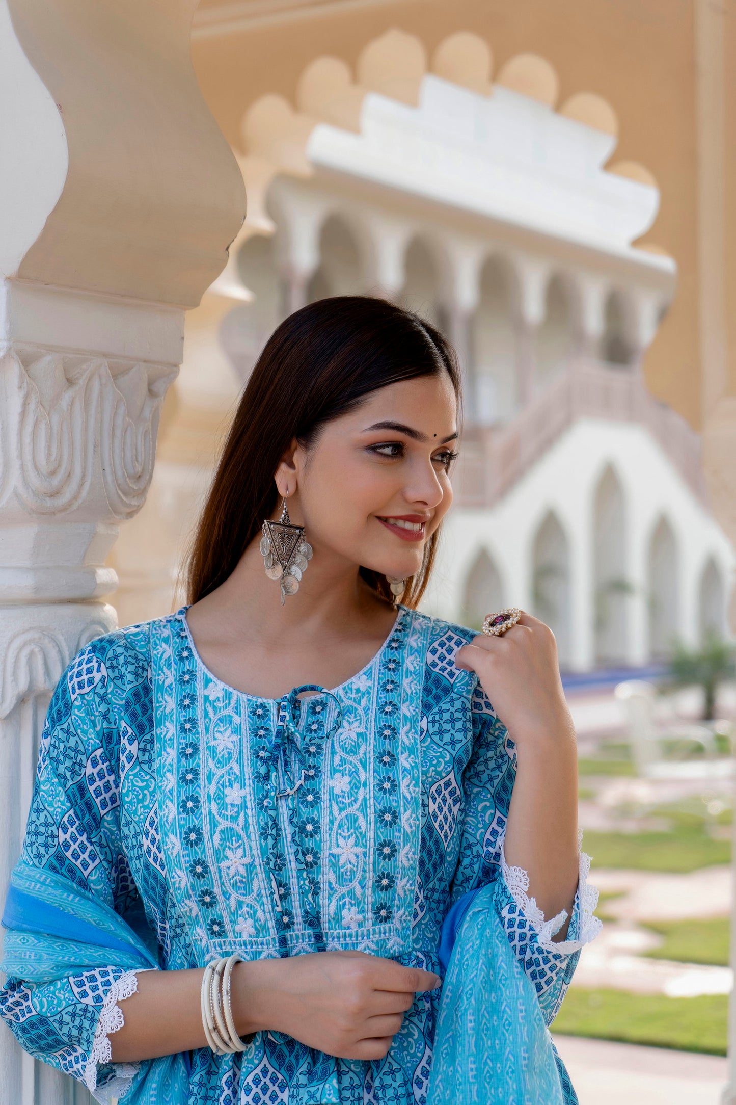 Women Embroidered Anarkali Kurta and Pant Set with Dupatta Dropshipera
