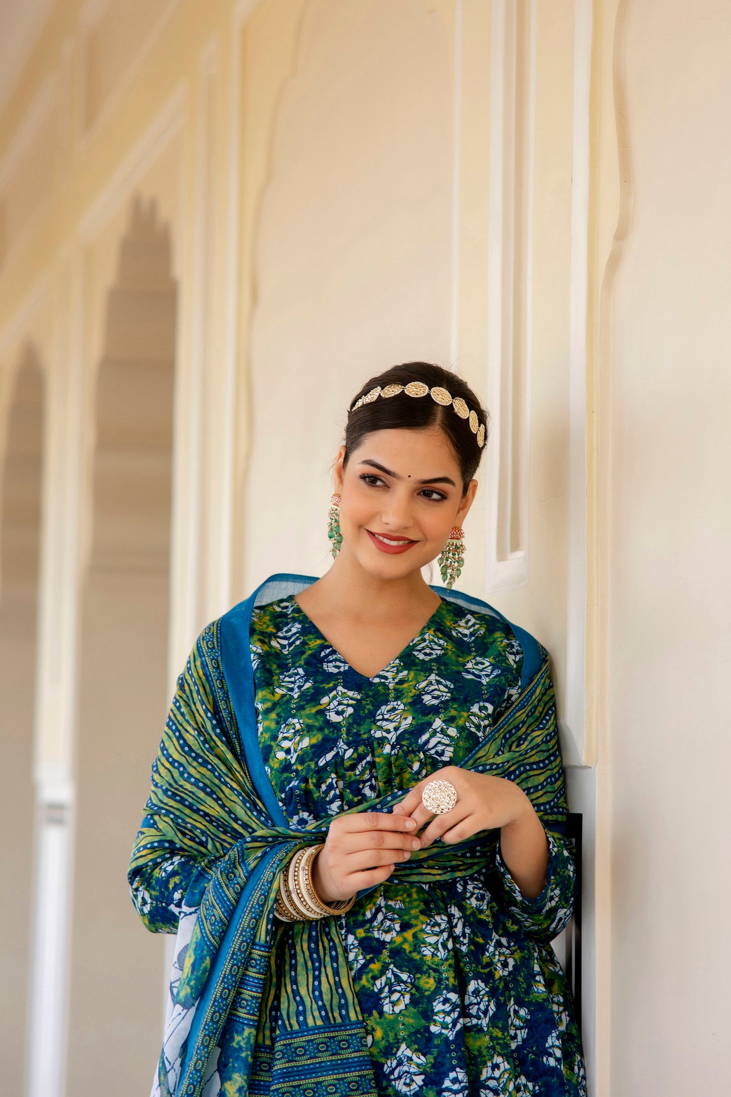 Women Printed A-Line Kurta and Pant Set with Dupatta Set Dropshipera