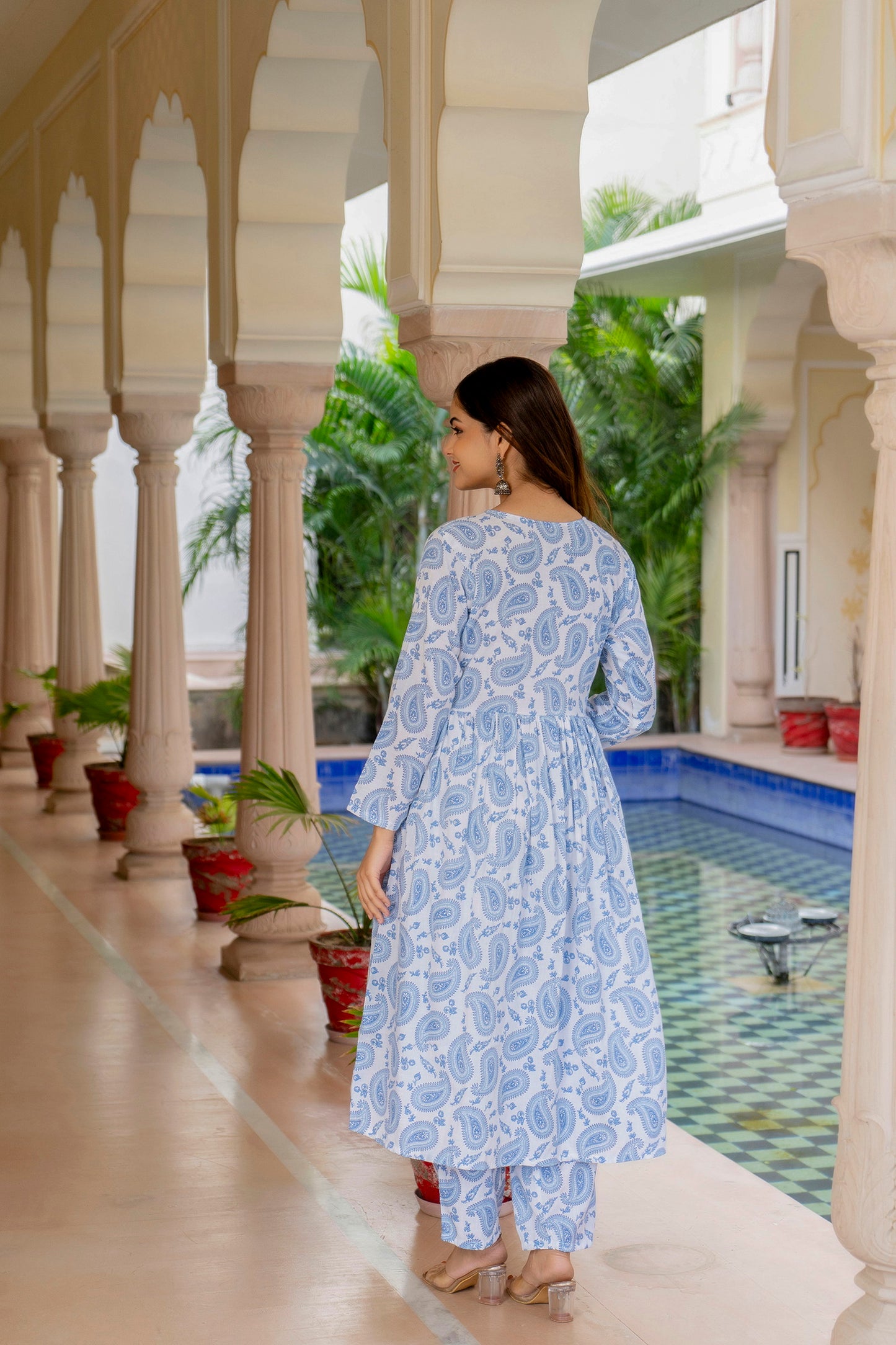 Women Block Printed Kurta and Pant Set With Dupatta in Traditional design Dropshipera
