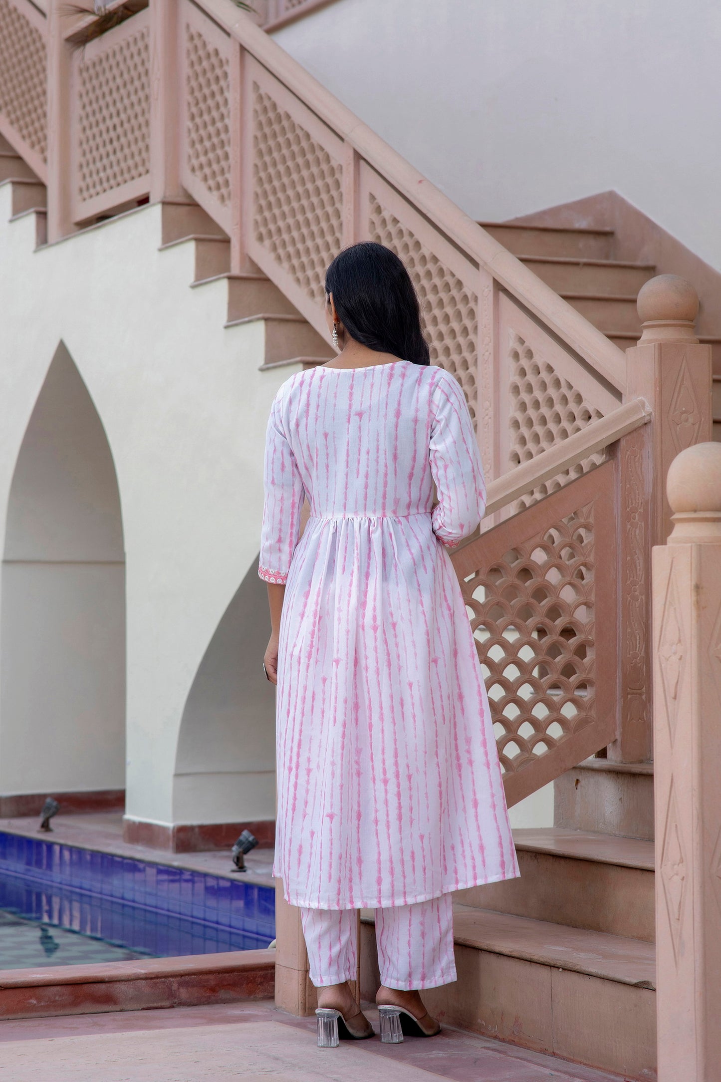 Women Embroidery Kurta and Pant Set with Dupatta in Pink Dropshipera
