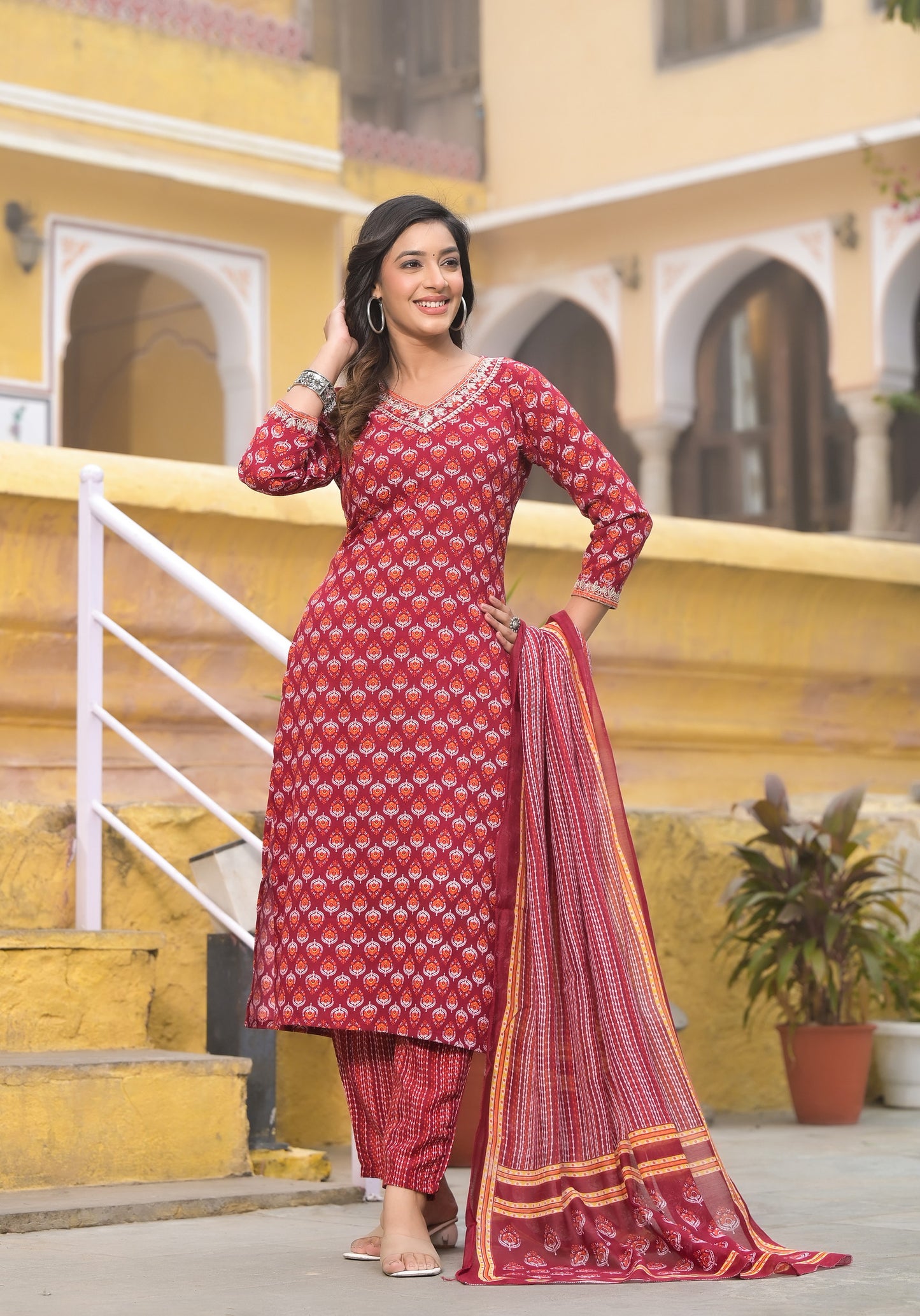 Beautiful and Elegant Designer Kurta Set with Bottom and Dupatta Dropshipera
