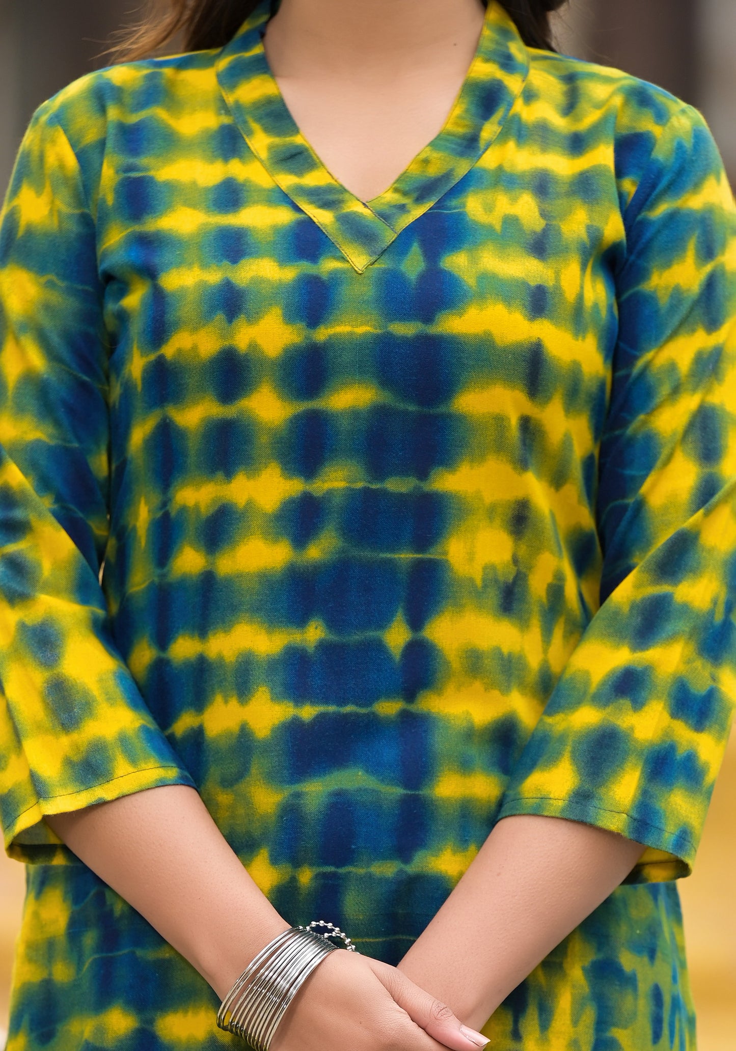 Simple and Beautiful Tie Die Printed Kurta Set with Bottom and Dupatta Dropshipera