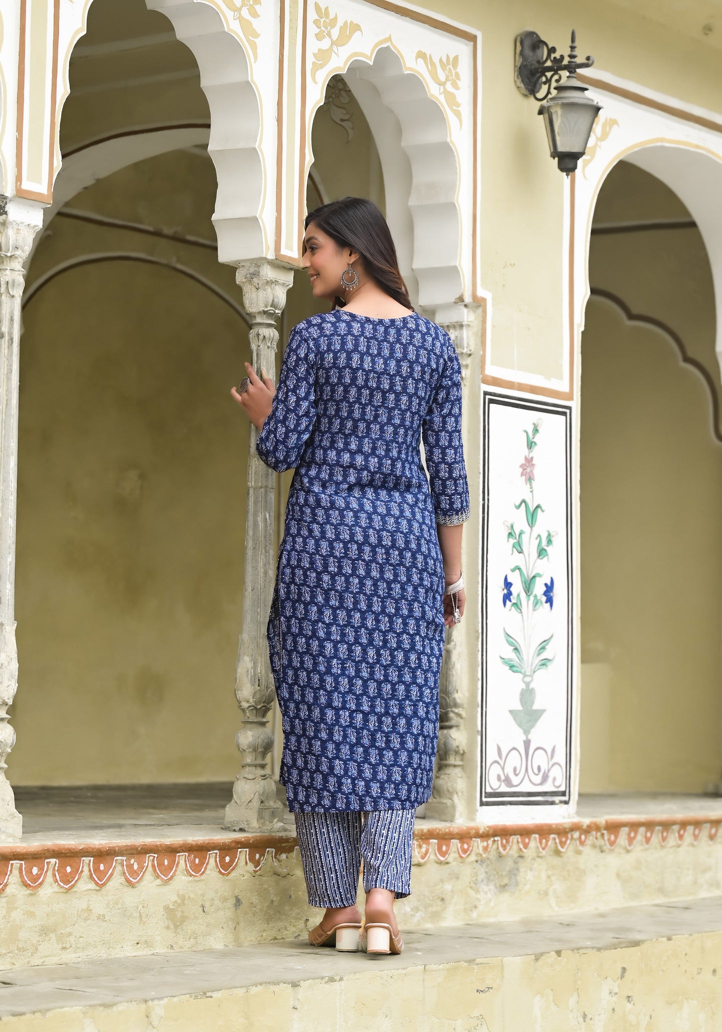 Simple and Designer Kurta set with Bottom and Dupatta in Blue Color Dropshipera
