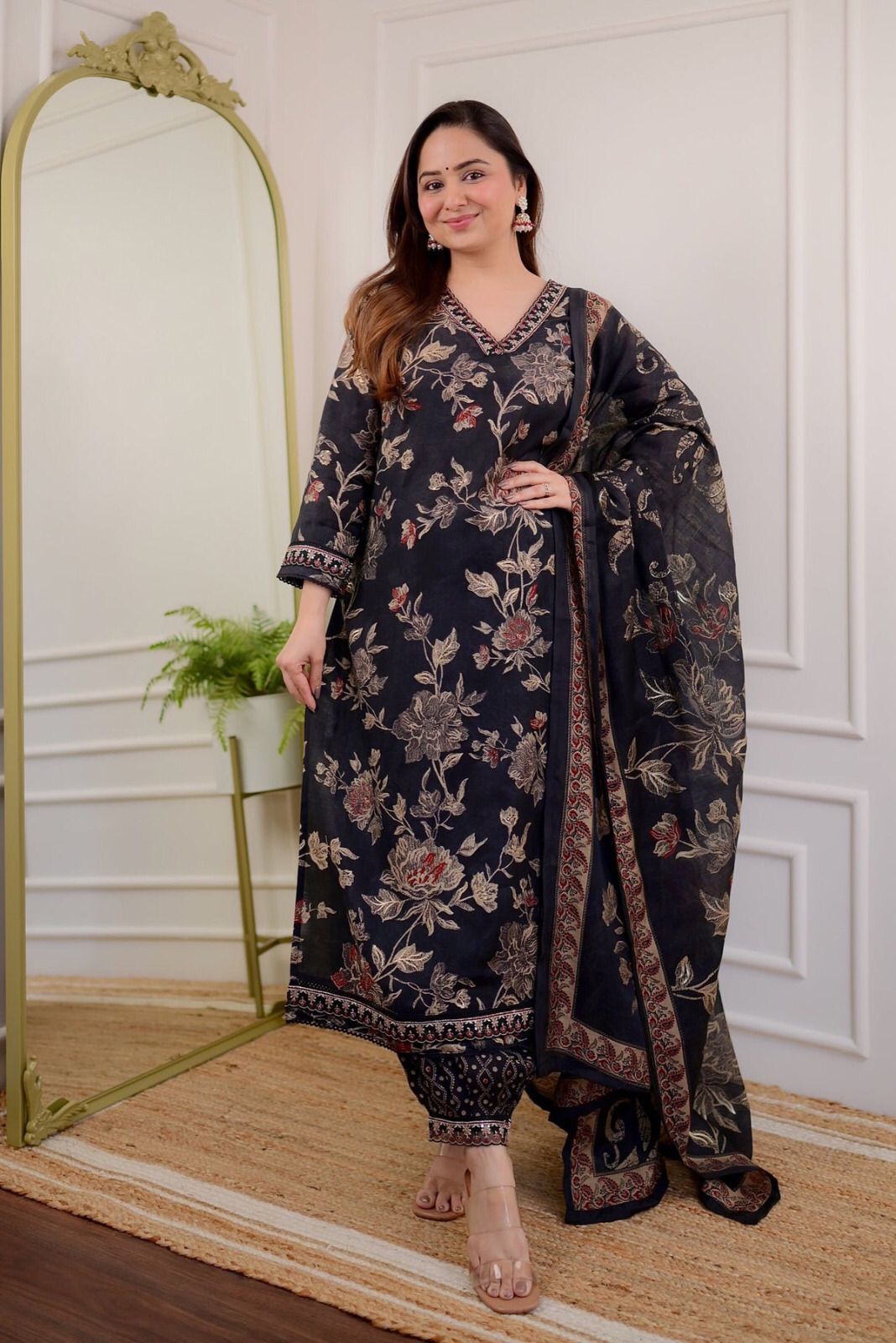 Beautiful Designer Pure Cotton Full Stiched Kurti Pant with Dupatta Dropshipera