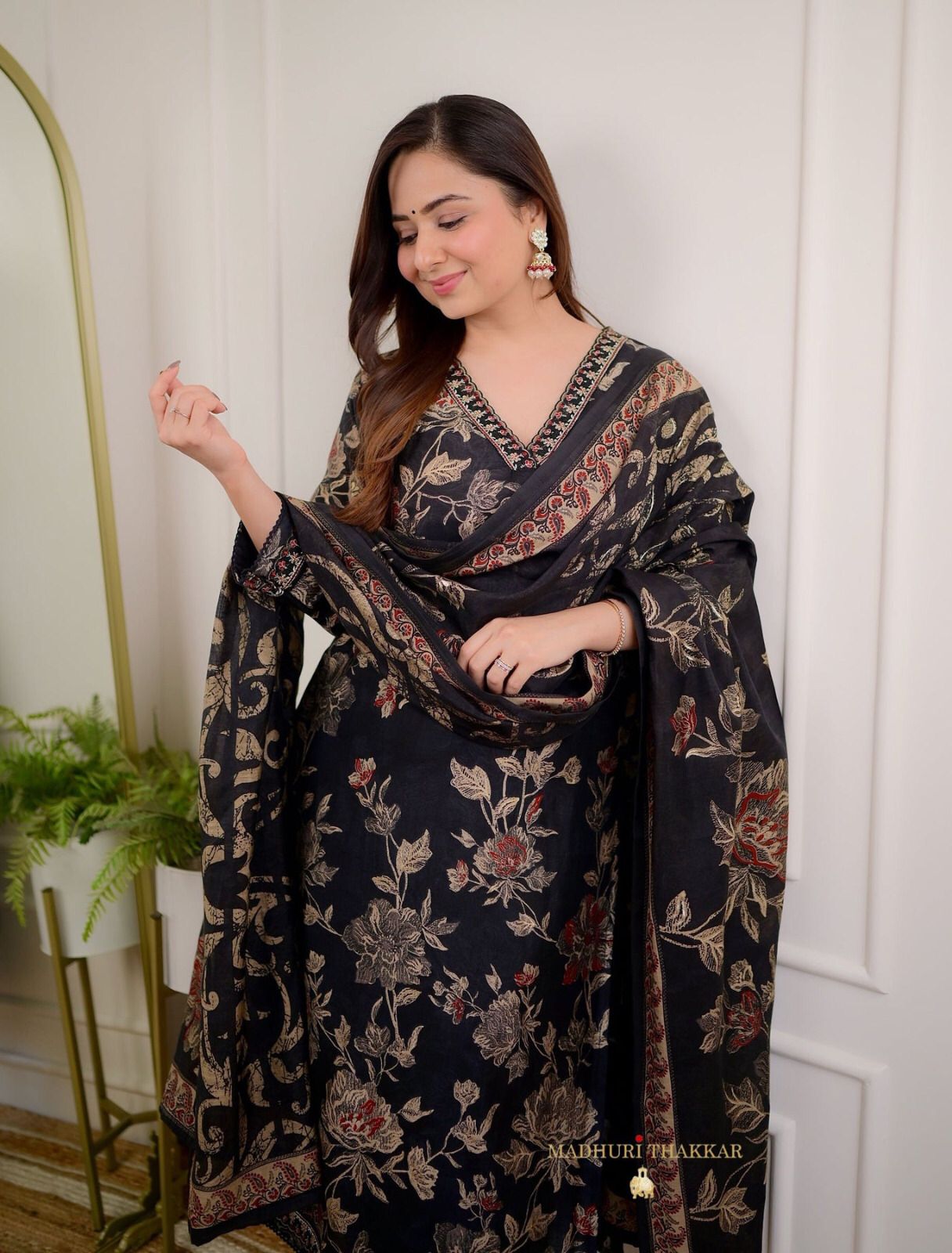 Beautiful Designer Pure Cotton Full Stiched Kurti Pant with Dupatta Dropshipera