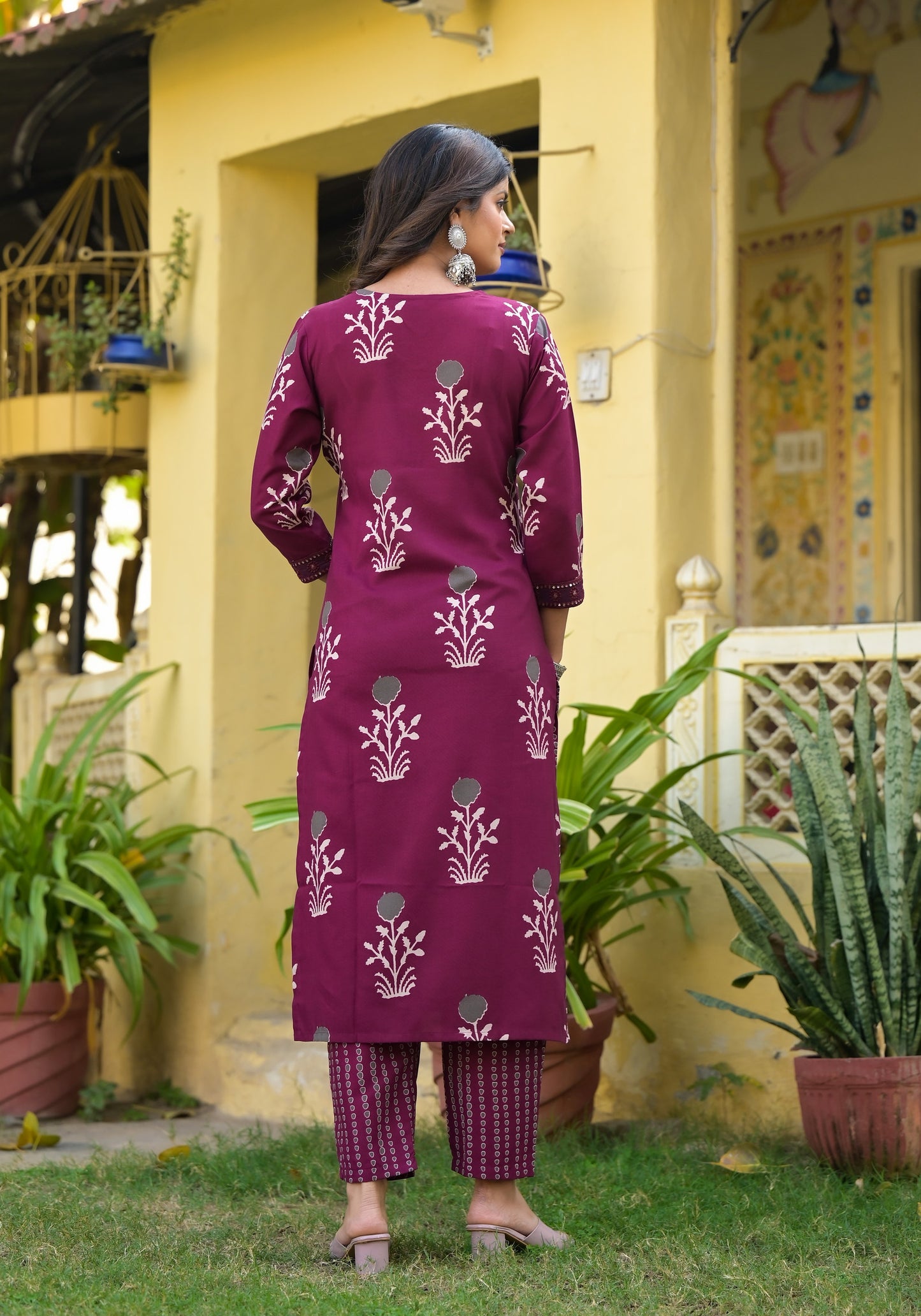 Wine Color Straight Kurta Set with Bottom Wear and Dupatta Dropshipera