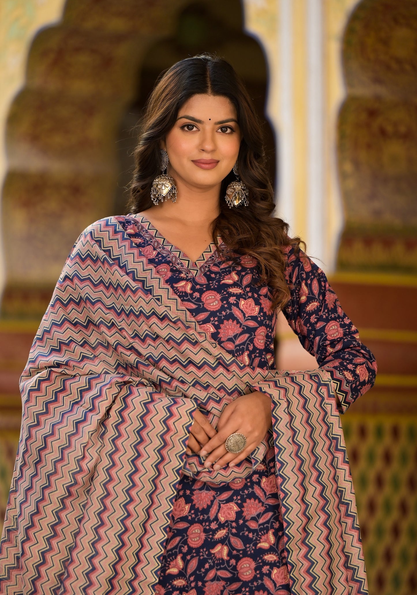 Women Printed Kurta Set With Pant and dupatta Dropshipera