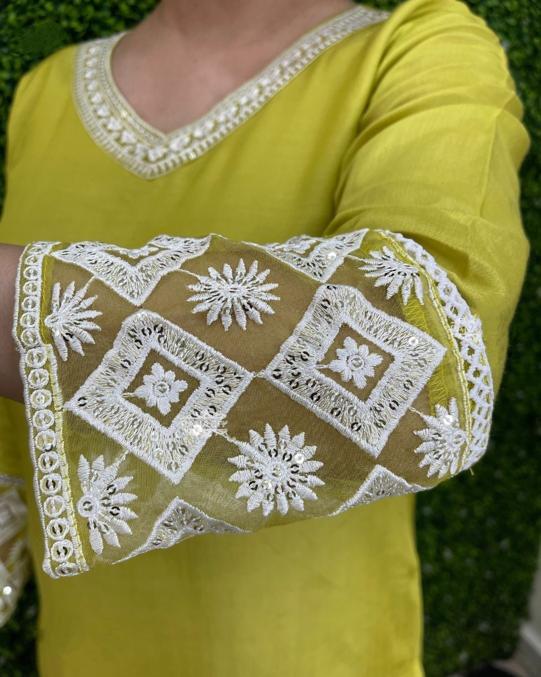 Women Embroidered Straight Kurta Set with Dupatta in Lime Color Dropshipera