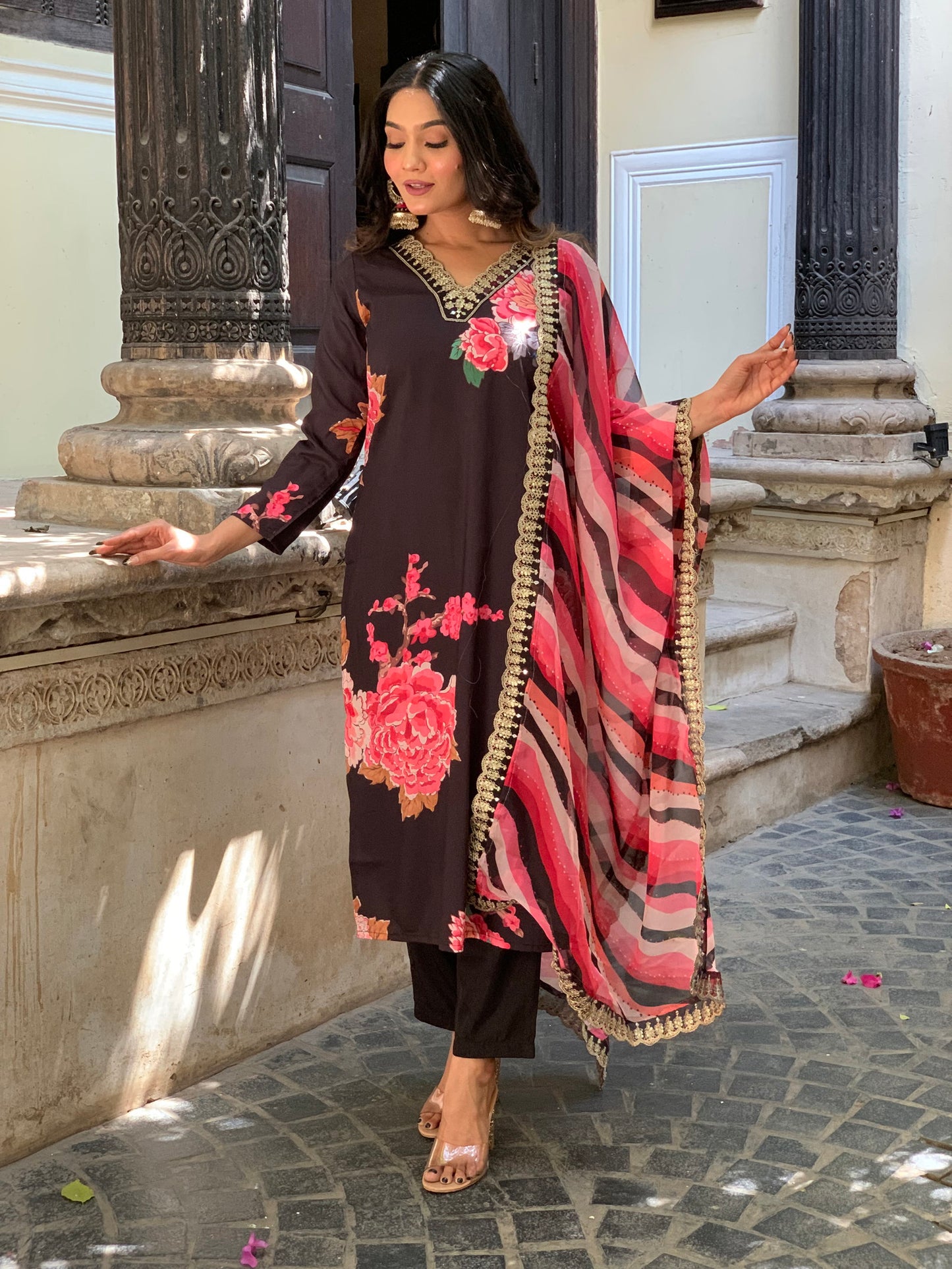 Designer Women Straight Kurta And Pant With Dupatta Set Dropshipera