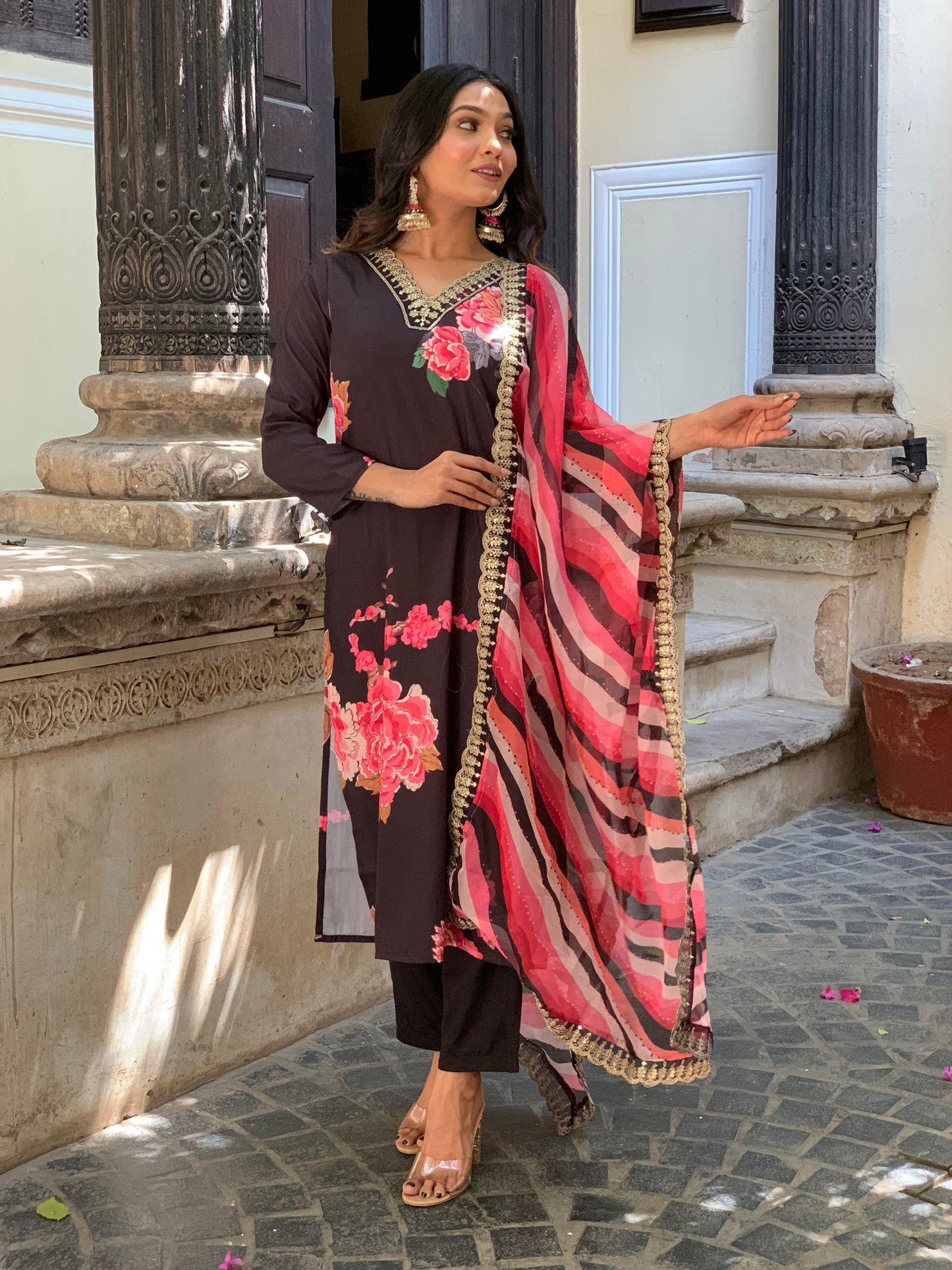 Designer Women Straight Kurta And Pant With Dupatta Set Dropshipera