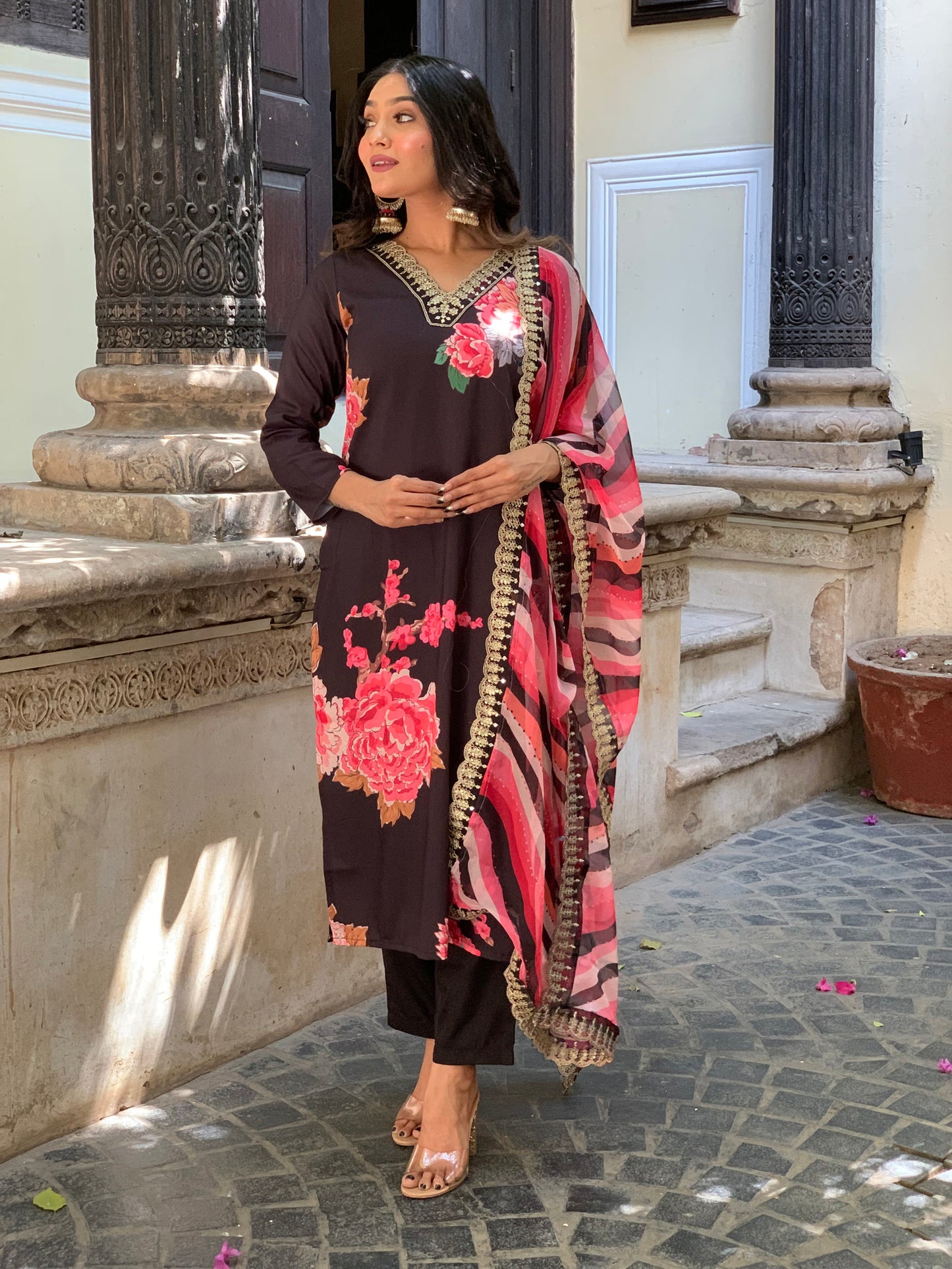 Designer Women Straight Kurta And Pant With Dupatta Set Dropshipera