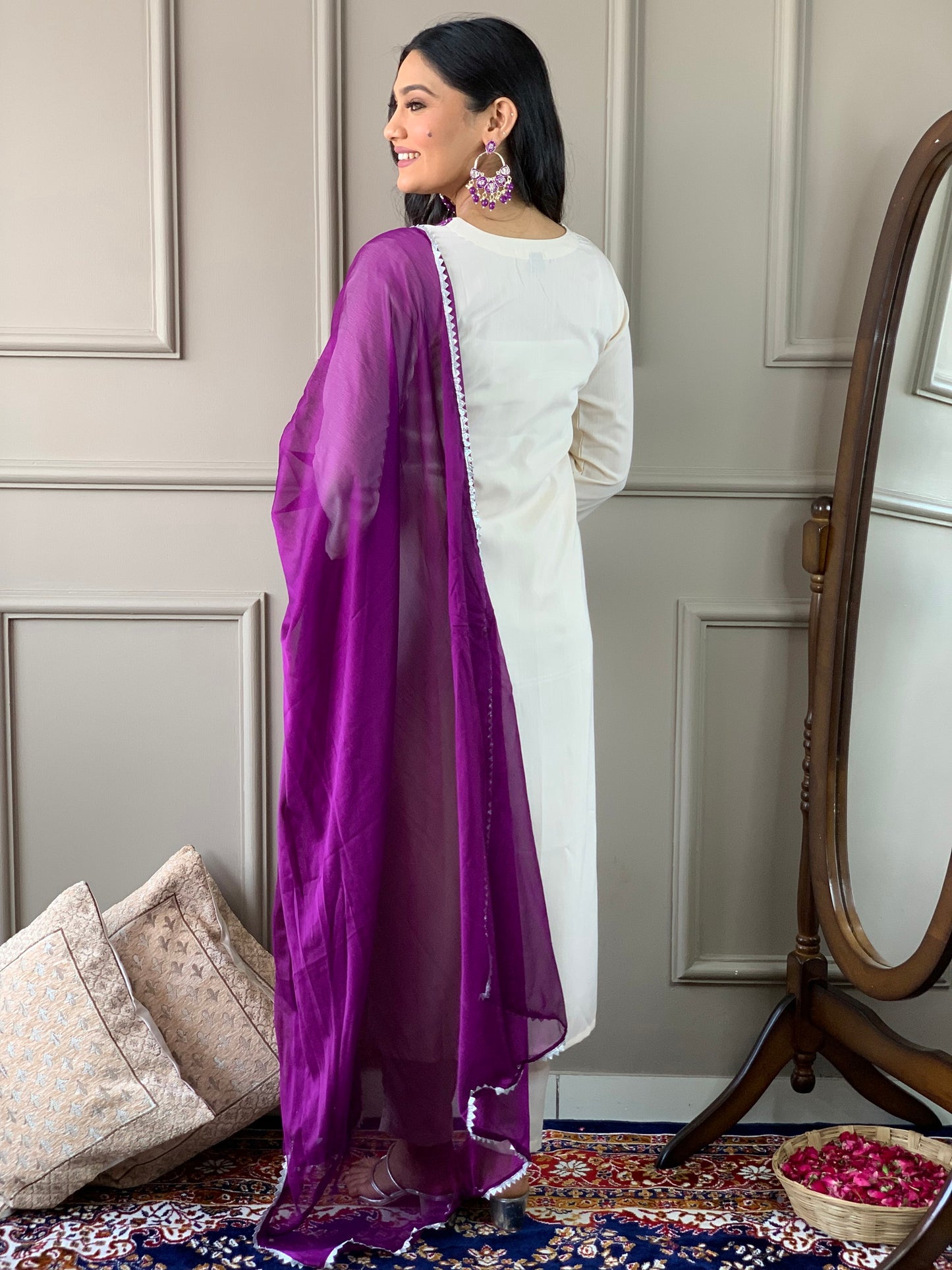 Designer Embroidery Sequnce Rayon Kurta Set with Bottom and Dupatta Dropshipera