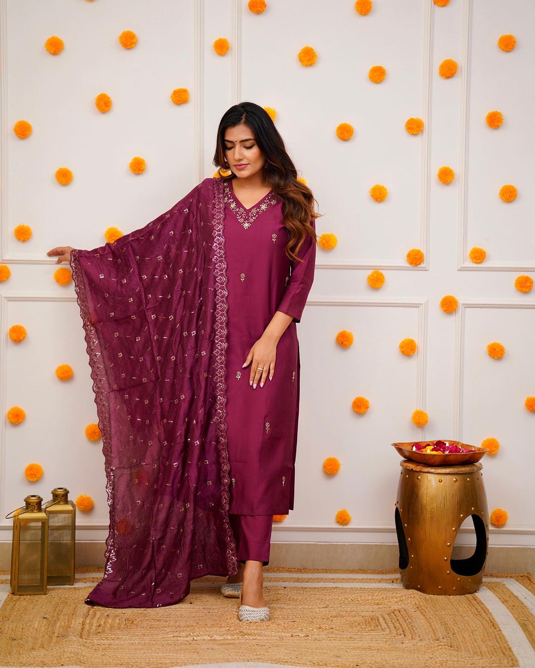 Designer Kurta set with Knee Bottom and Heavy Dupatta Dropshipera