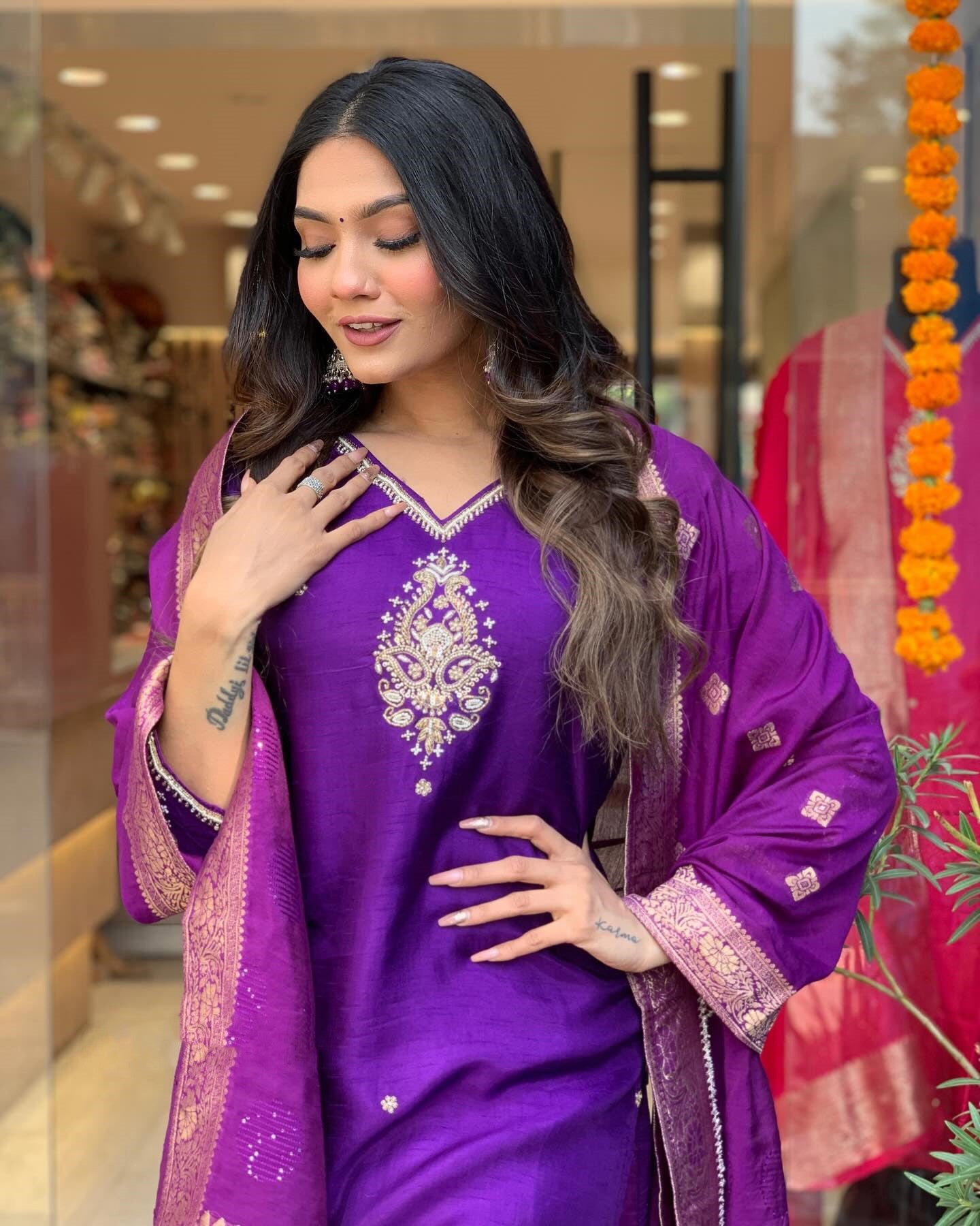 Designer Kurta set with Knee Bottom Pant and Beautiful Dupatta Dropshipera
